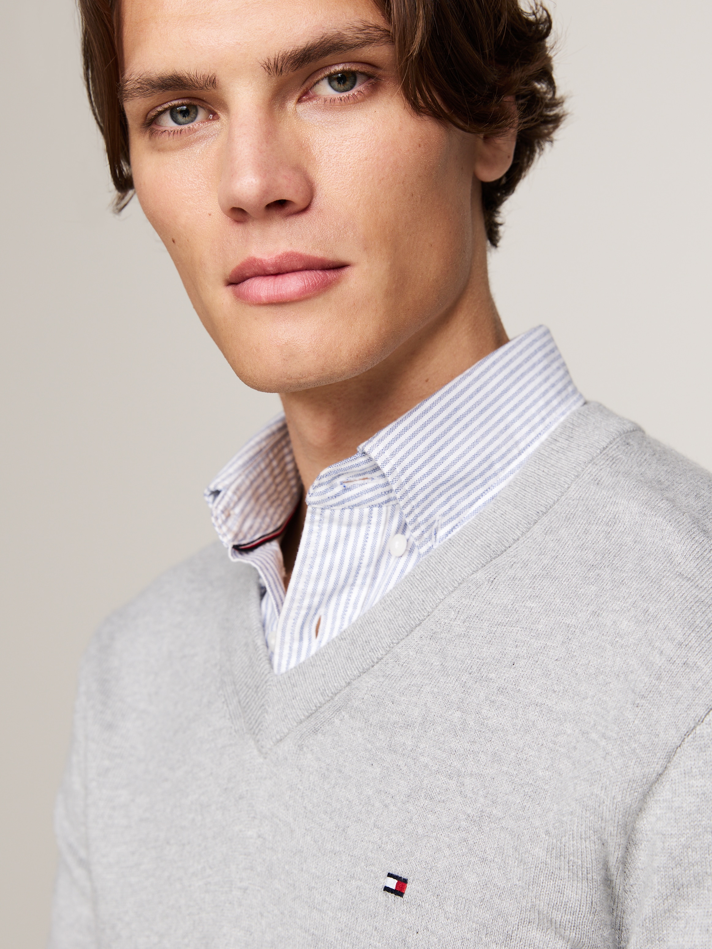 Tommy Hilfiger V-Ausschnitt-Pullover »PIMA ORG CTN CASHMERE V NECK«