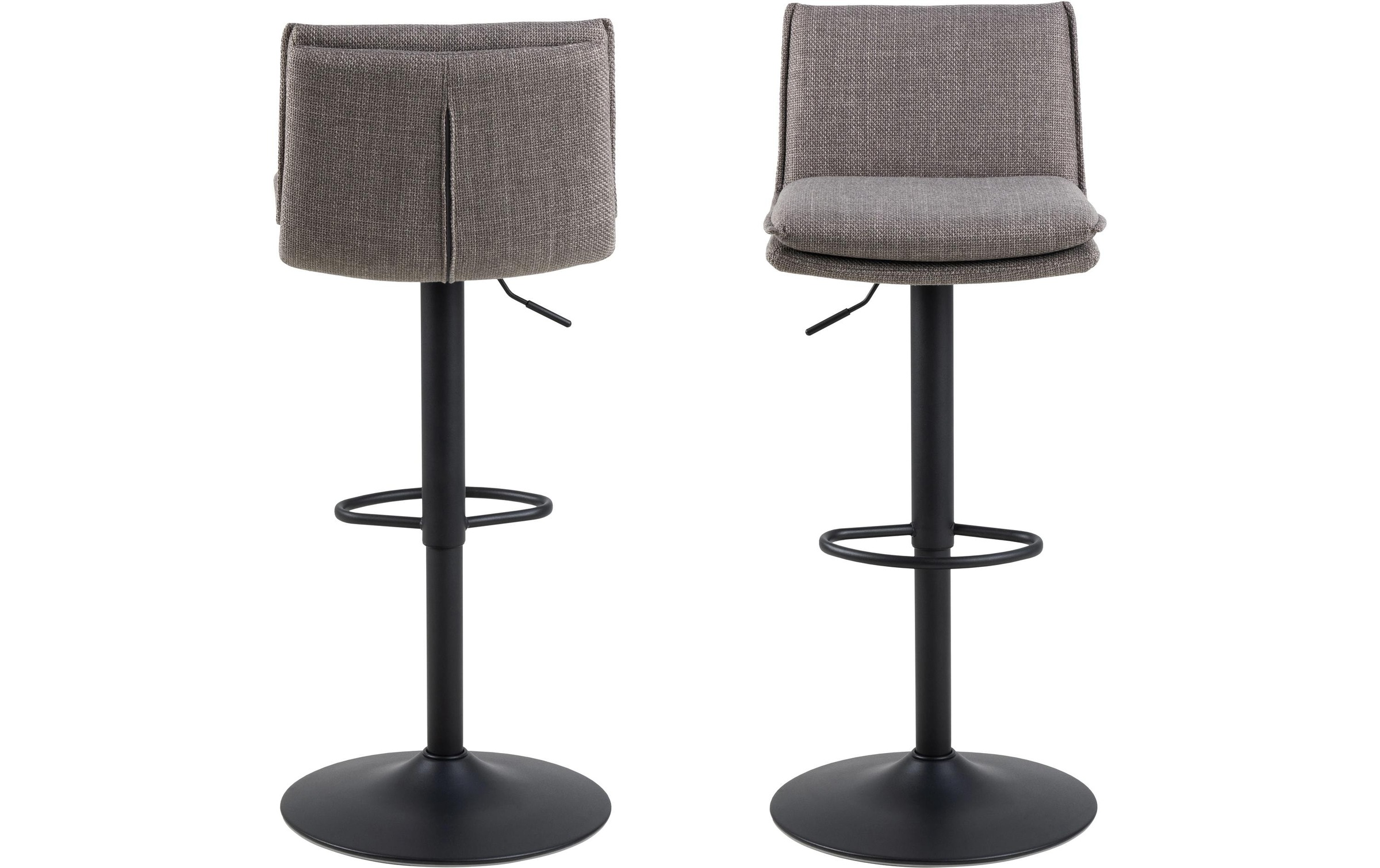 Flynn Set of Two Height-Adjustable Swivel Bar Stools - Light Grey Brown, Grey