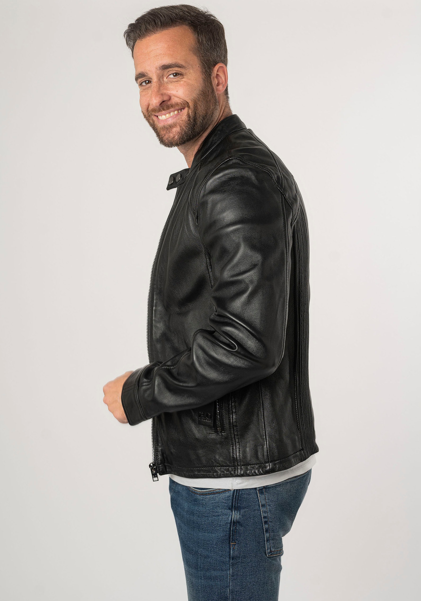 Mauritius Lederjacke »2Mtoji SF«, mit Reissverschluss, Zipperdetail, STehkragen Ziernähte