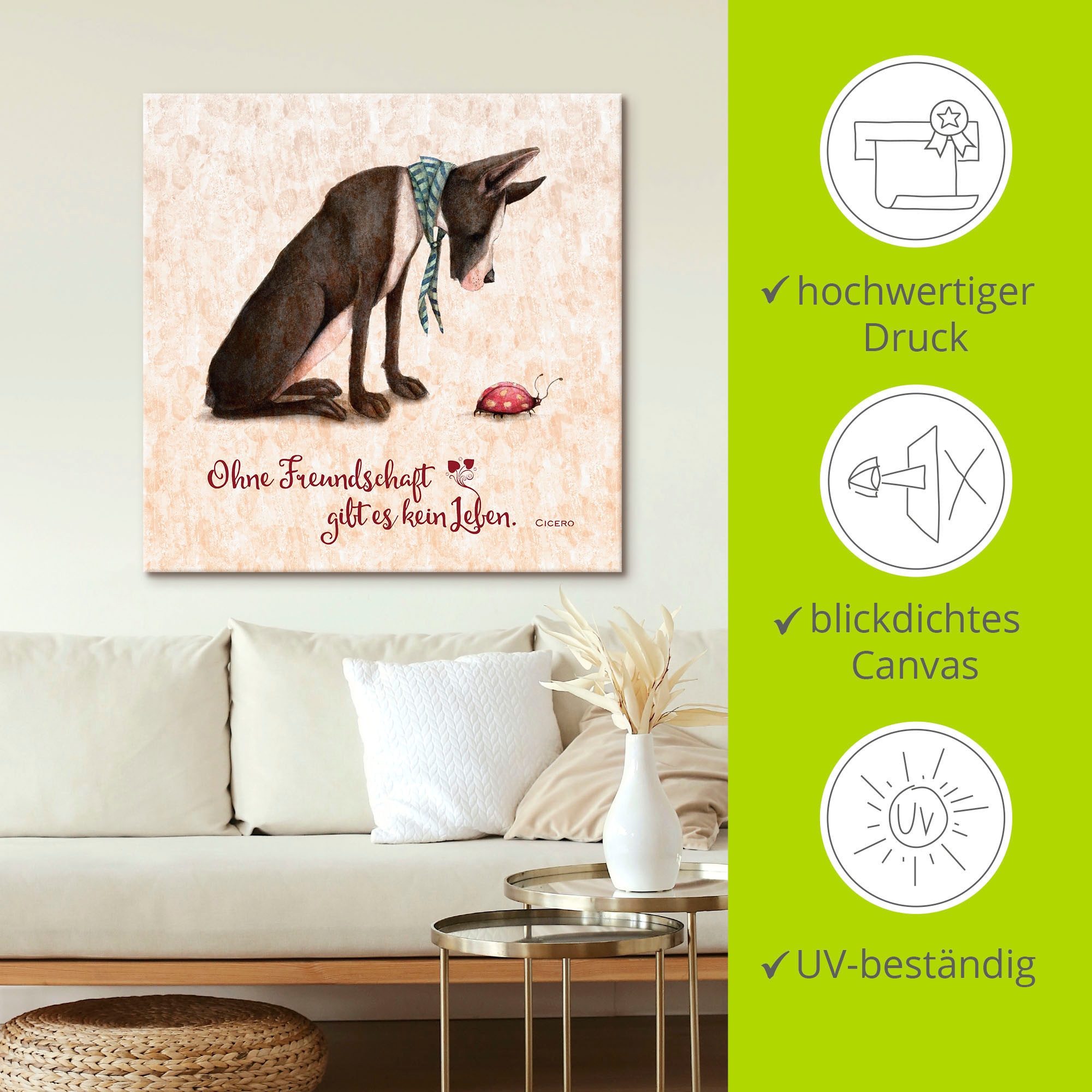 Artland Wandbild »Lebensweisheit Freundschaft«, Tiere, (1 St.), als Alubild, Outdoorbild, Leinwandbild, Poster in verschied. Grössen