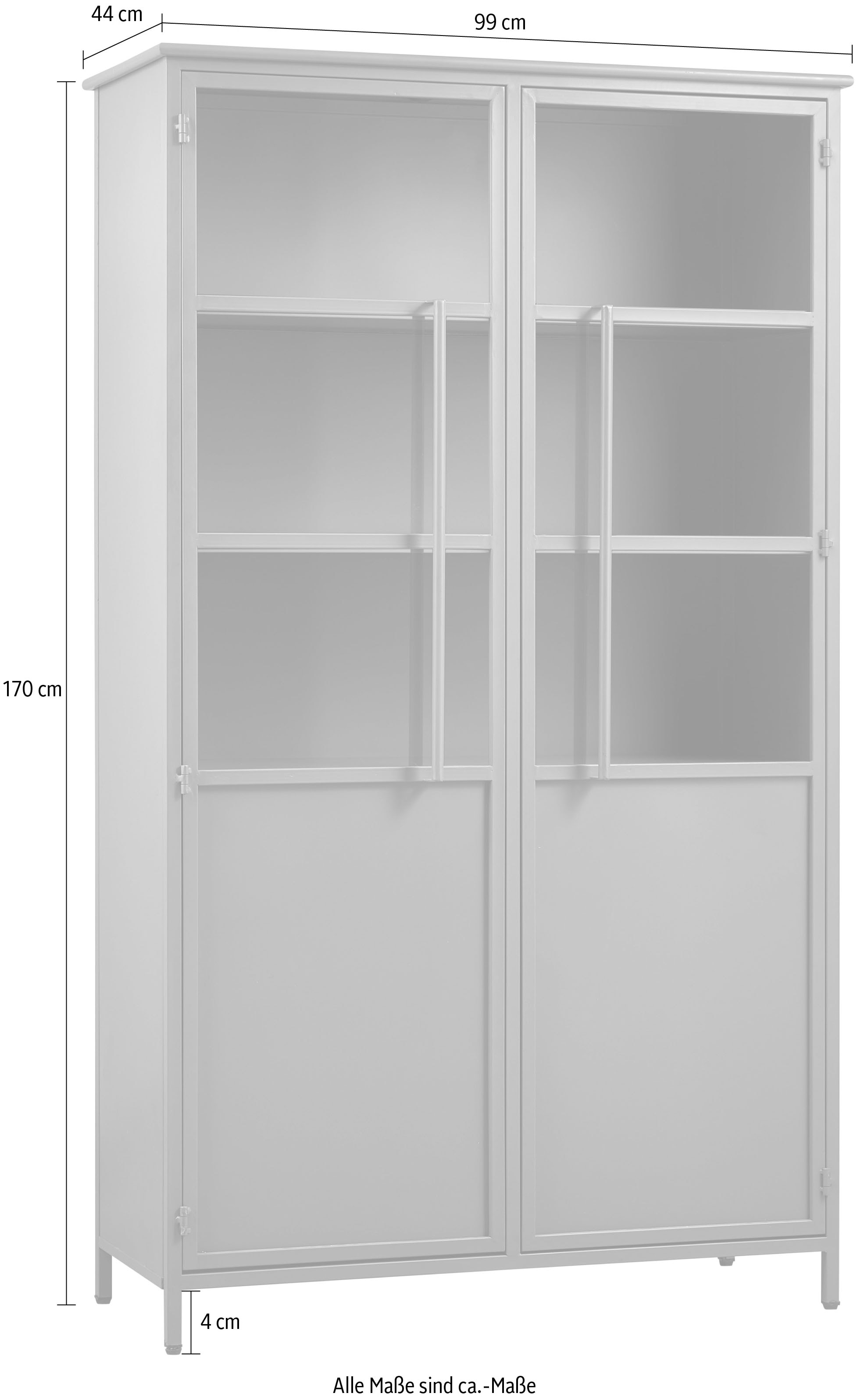 WOOOD Vitrine »Exhibit Metall pulverbeschichtet, H 173 x B 99 x D 45 cm« Tragkraft 20 kg pro Boden, Wandbefestigung empfohlen, Pfleigleicht
