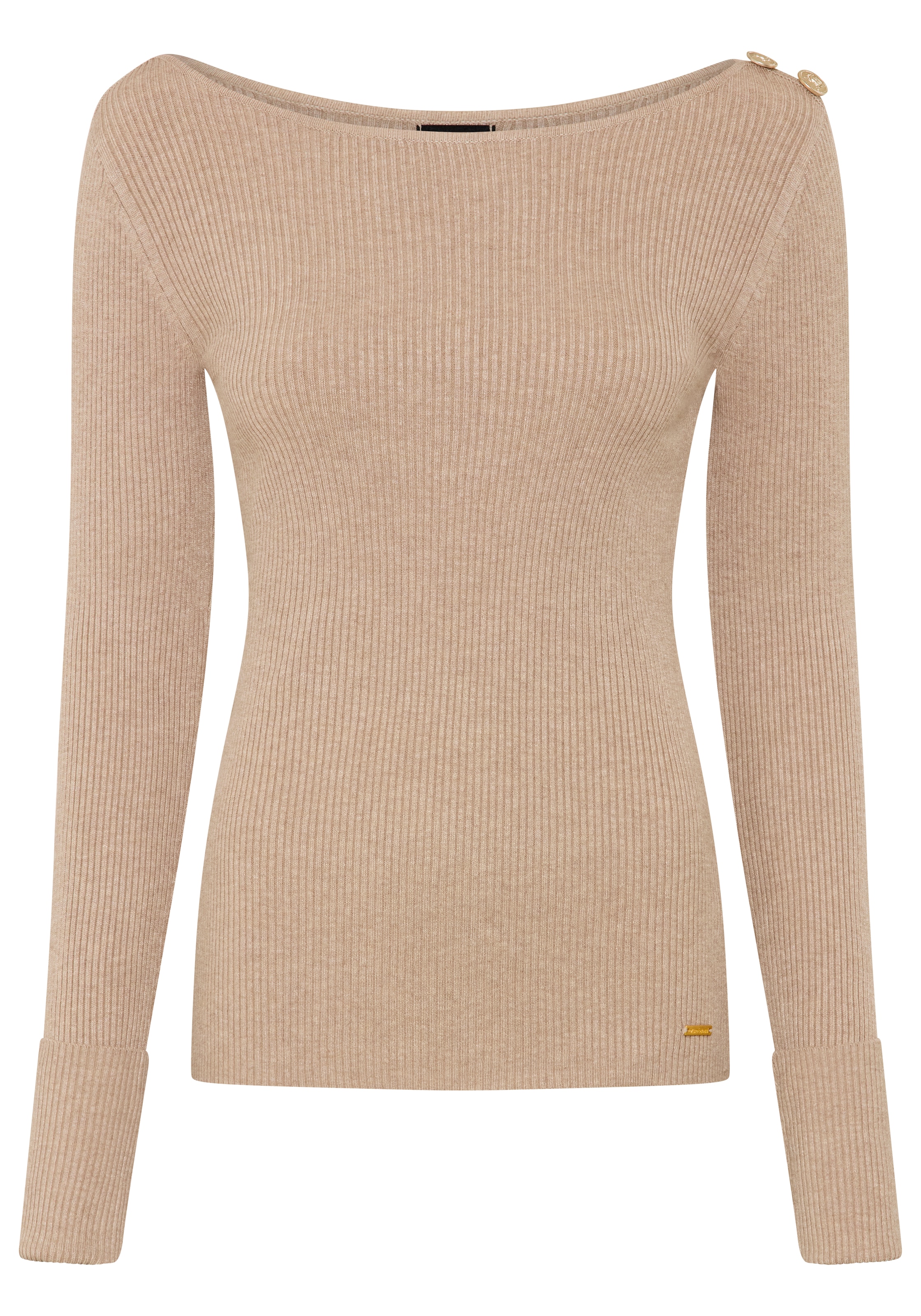 Bruno Banani Pull en tricot en tricot côtelé, coupe ajustée, avec revers et bouton