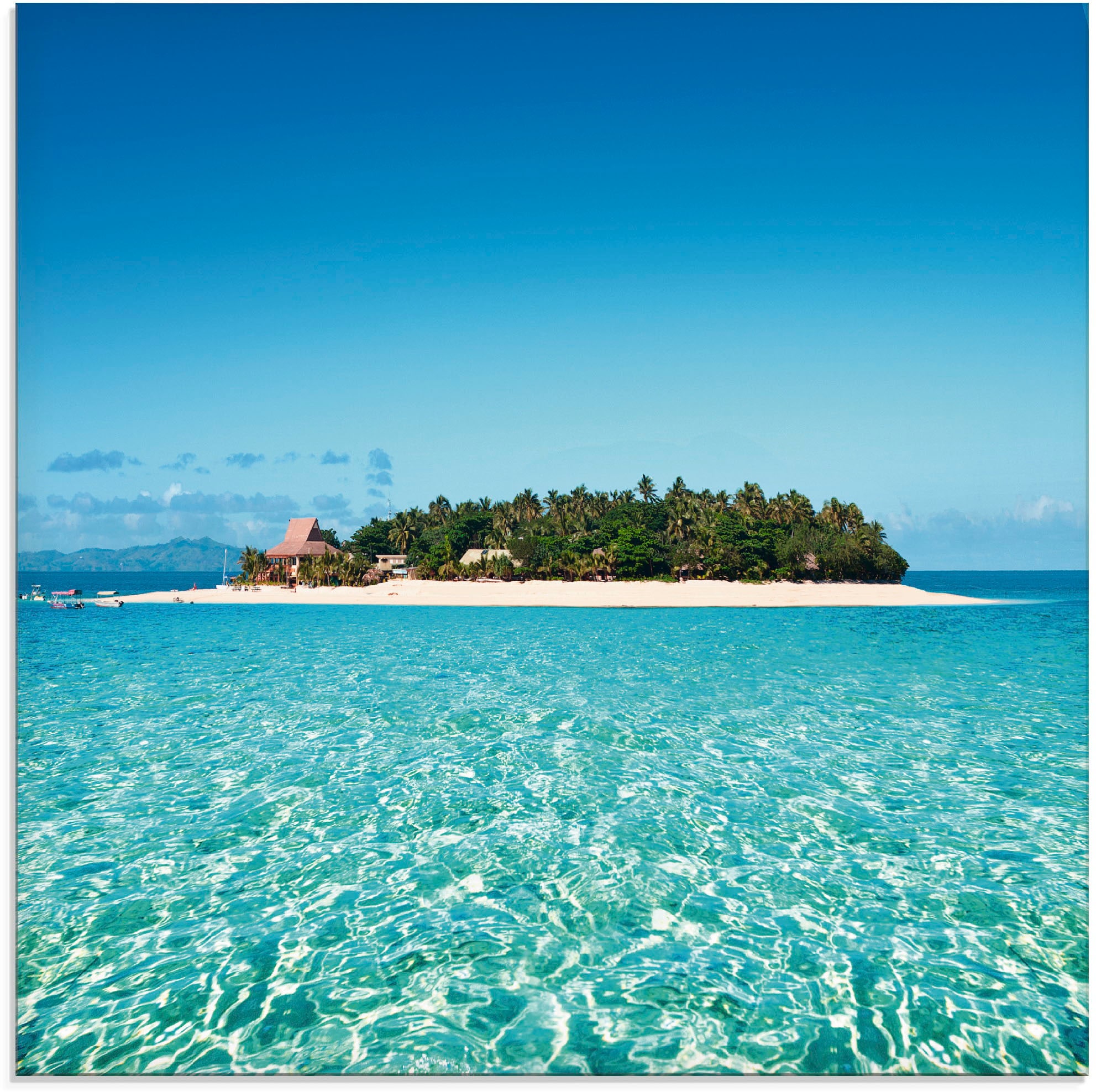 Image of Artland Glasbild "Verblüffende Fiji Insel und klares Meer" Gewässer 1 Stk. tlg. in verschiedenen Grössen