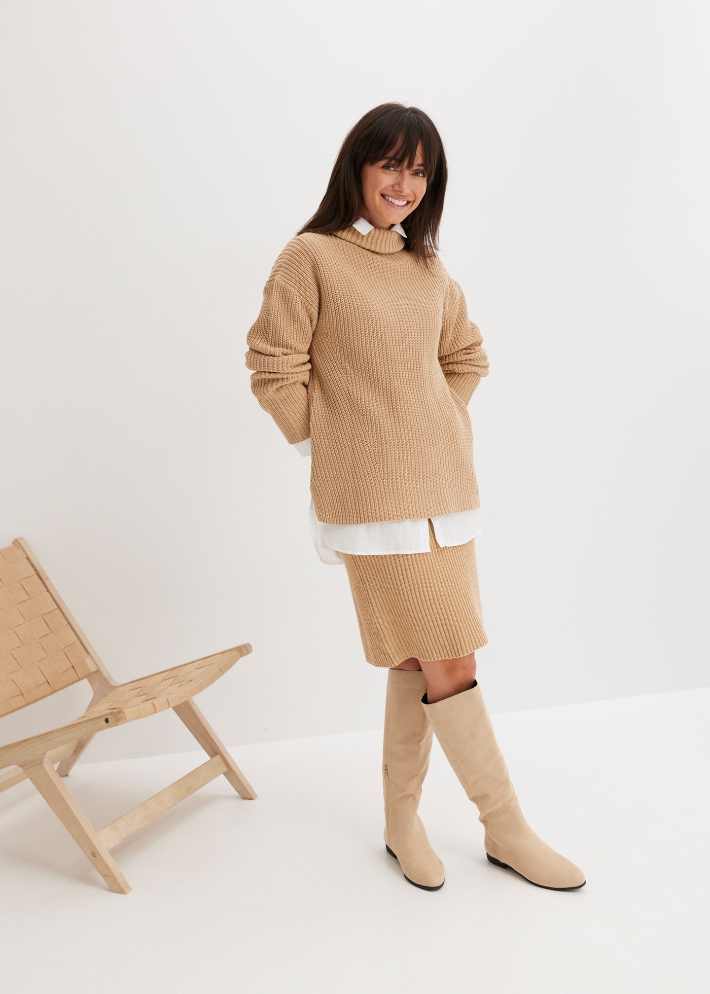 bonprix Pull à col roulé »Rollkragenpullover aus reiner Baumwolle« Rollkragenpullover aus reiner Baumwolle