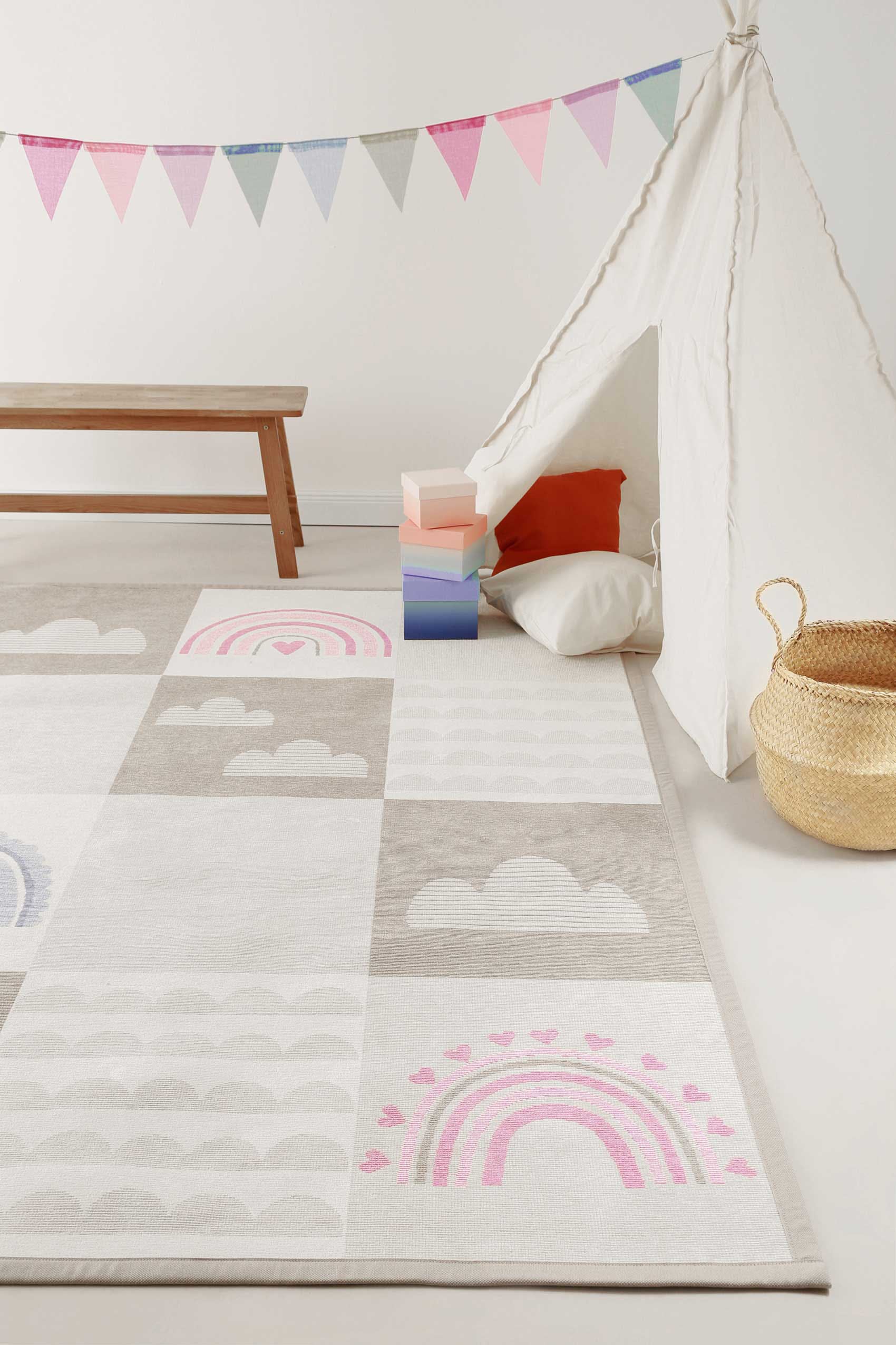 Esprit Kinderteppich »Lovely Rainbow ESP-002«, rechteckig, 10 mm Höhe, Wendeteppich, farbig eingefasst