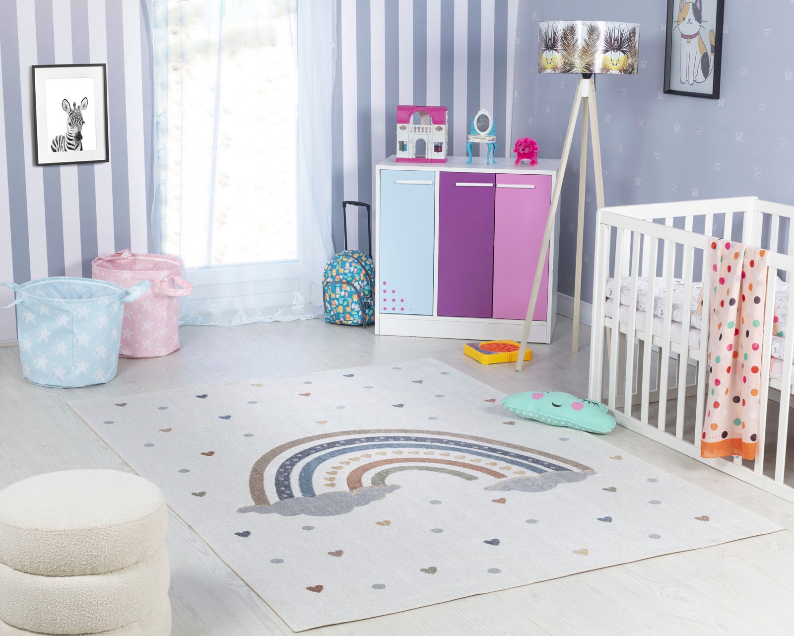 Image of Livabliss Teppich "ARCADIA" rund 5,08 mm Höhe Maschinenwaschbarer Kinderteppich – praktisch und pflegeleicht