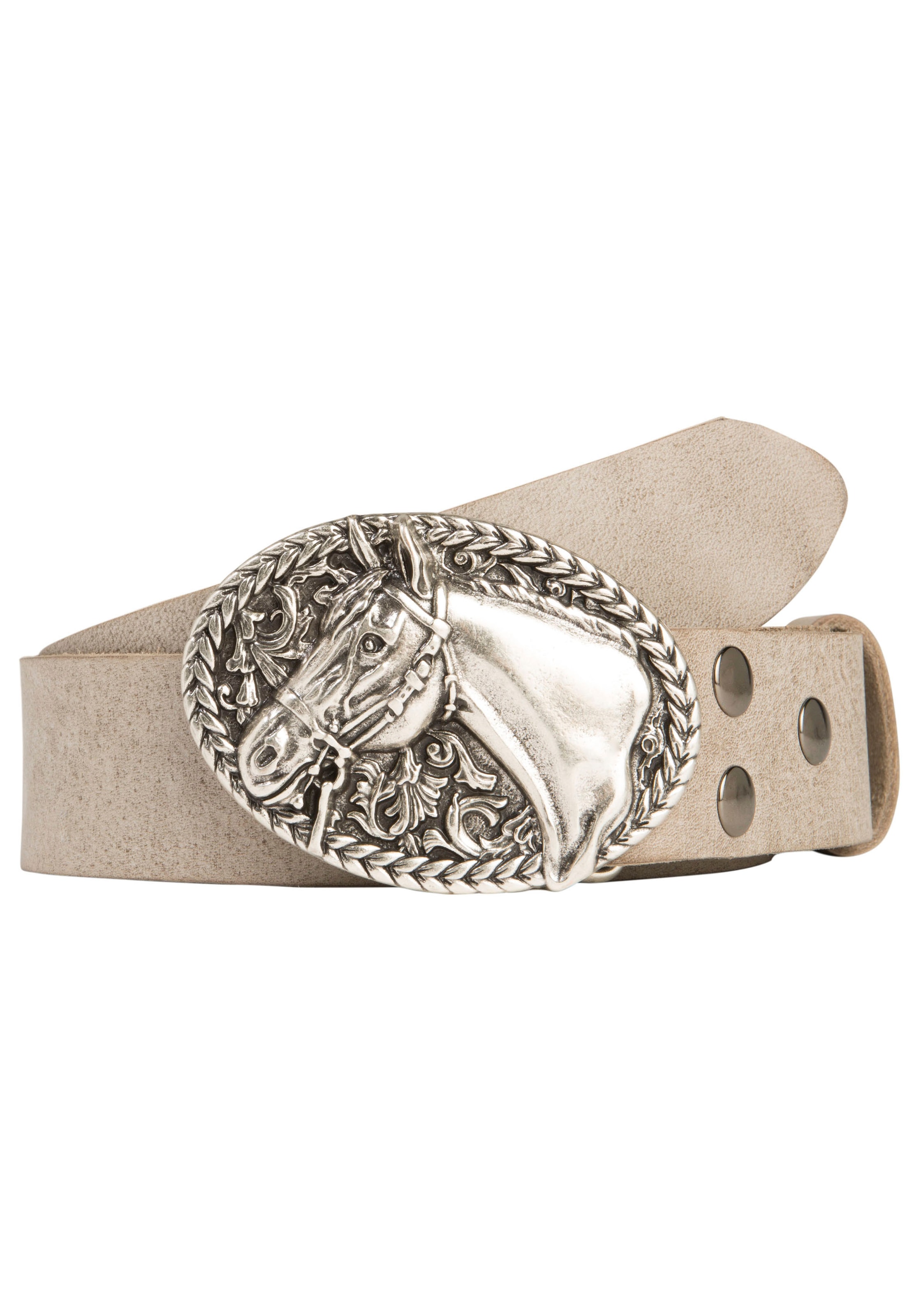 Image of Rettungsring Gürtel Ledergürtel mit austauschbarer Schliesse "Pferdekopf Oval"