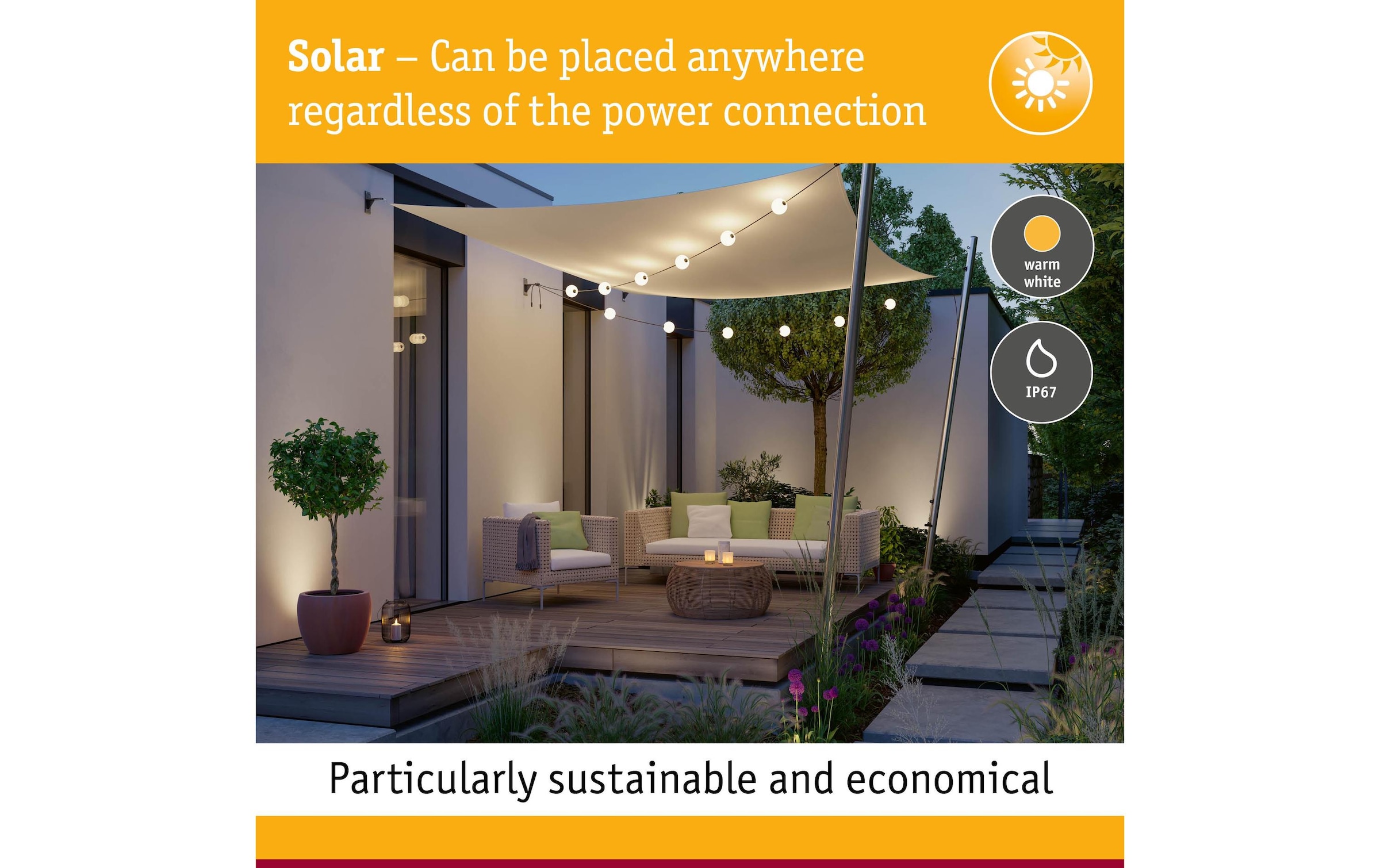 Paulmann Guirlande lumineuse LED »Naima IP67 3000K 5,8m 6x60lm Schwarz« 6 cuis-flammig spritzwassergeschützt