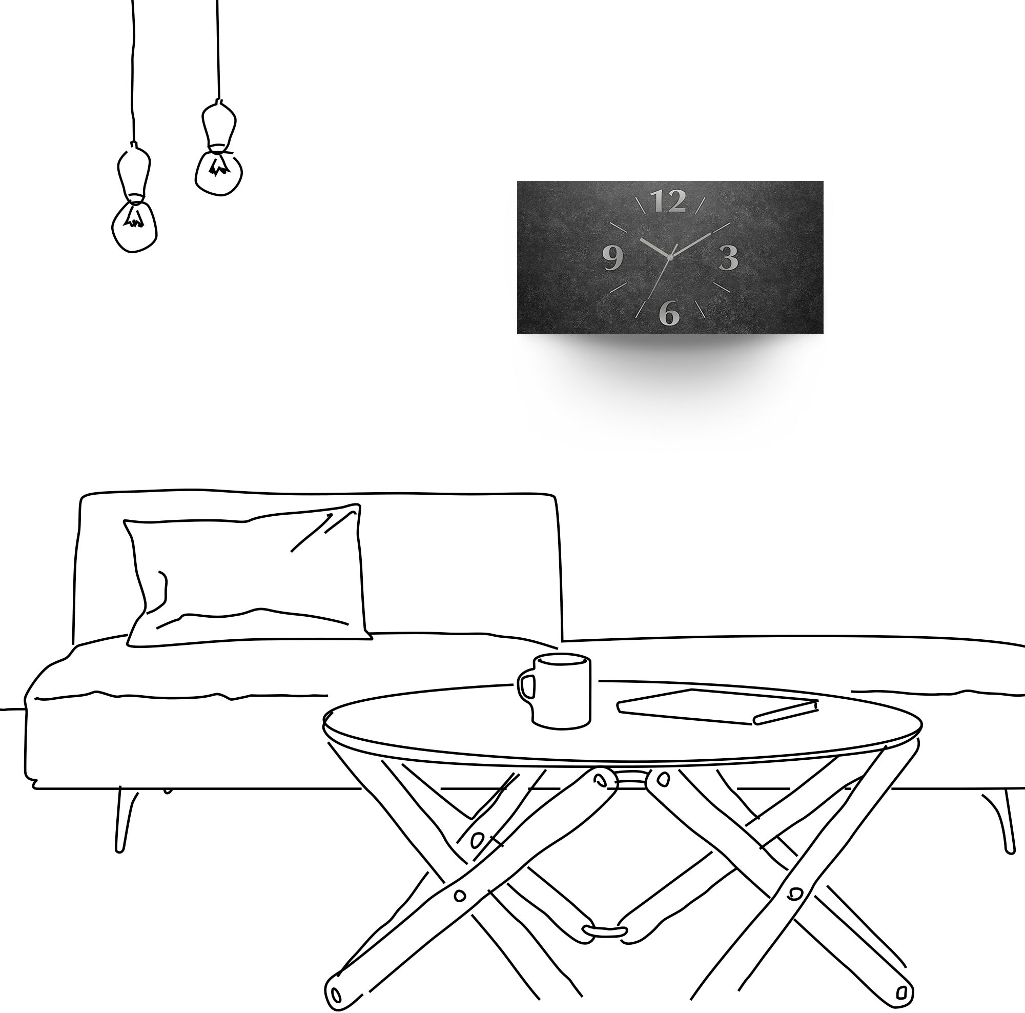 Artland Wanduhr »Granit-Gestein-Anthrazit«, 3D Optik gebogen, mit Quarz- oder Funkuhrwerk, versch. Grössen