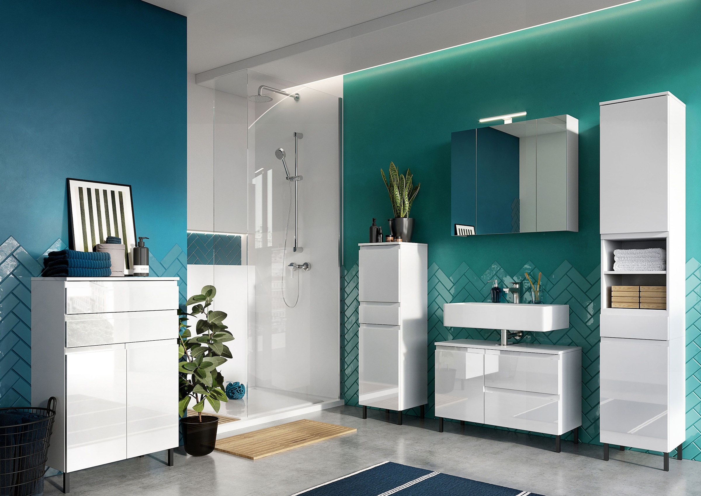 GERMANIA Waschbeckenunterschrank Breite 80 bequem kaufen cm, »Scantic«, Einlegeboden Badezimmerschrank, verstellbarer