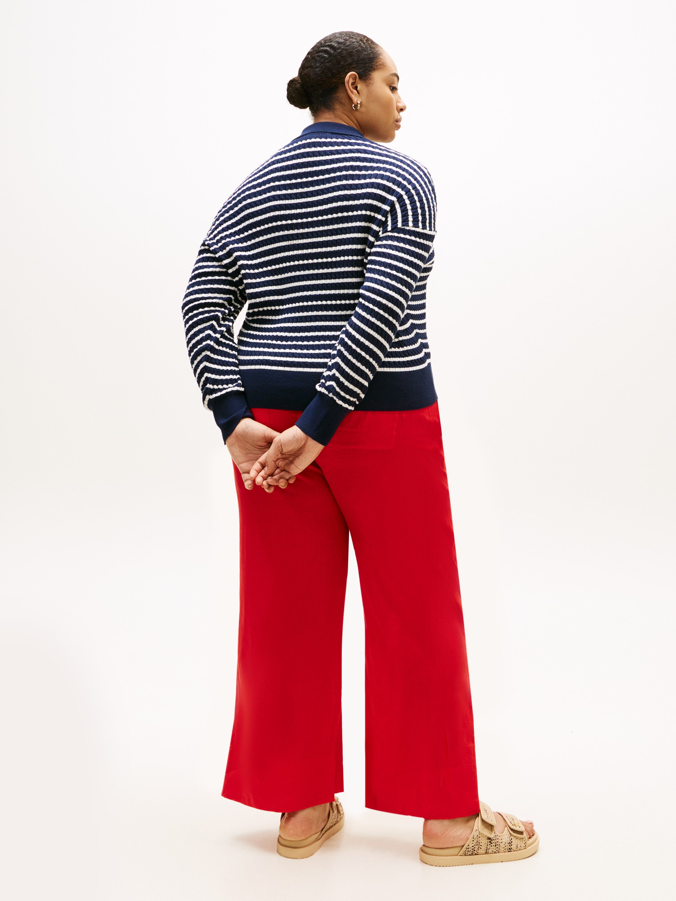 Tommy Hilfiger Curve Pull à col polo »CRV CO CABLE FINE GG RLX POLO« in grossen Grössen, mit Zopfmuster