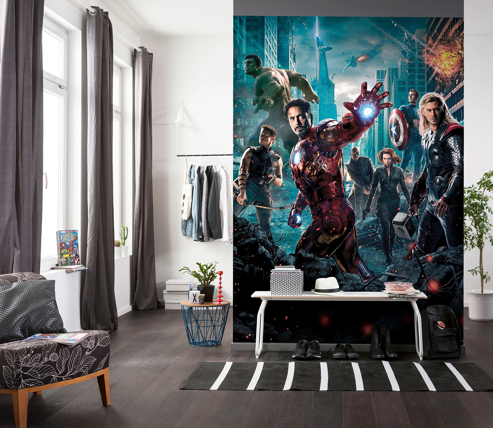 Komar Fototapete »Avengers-Movie-Poster - Grösse 184 x 254 cm«, bedruckt, Kinderzimmer