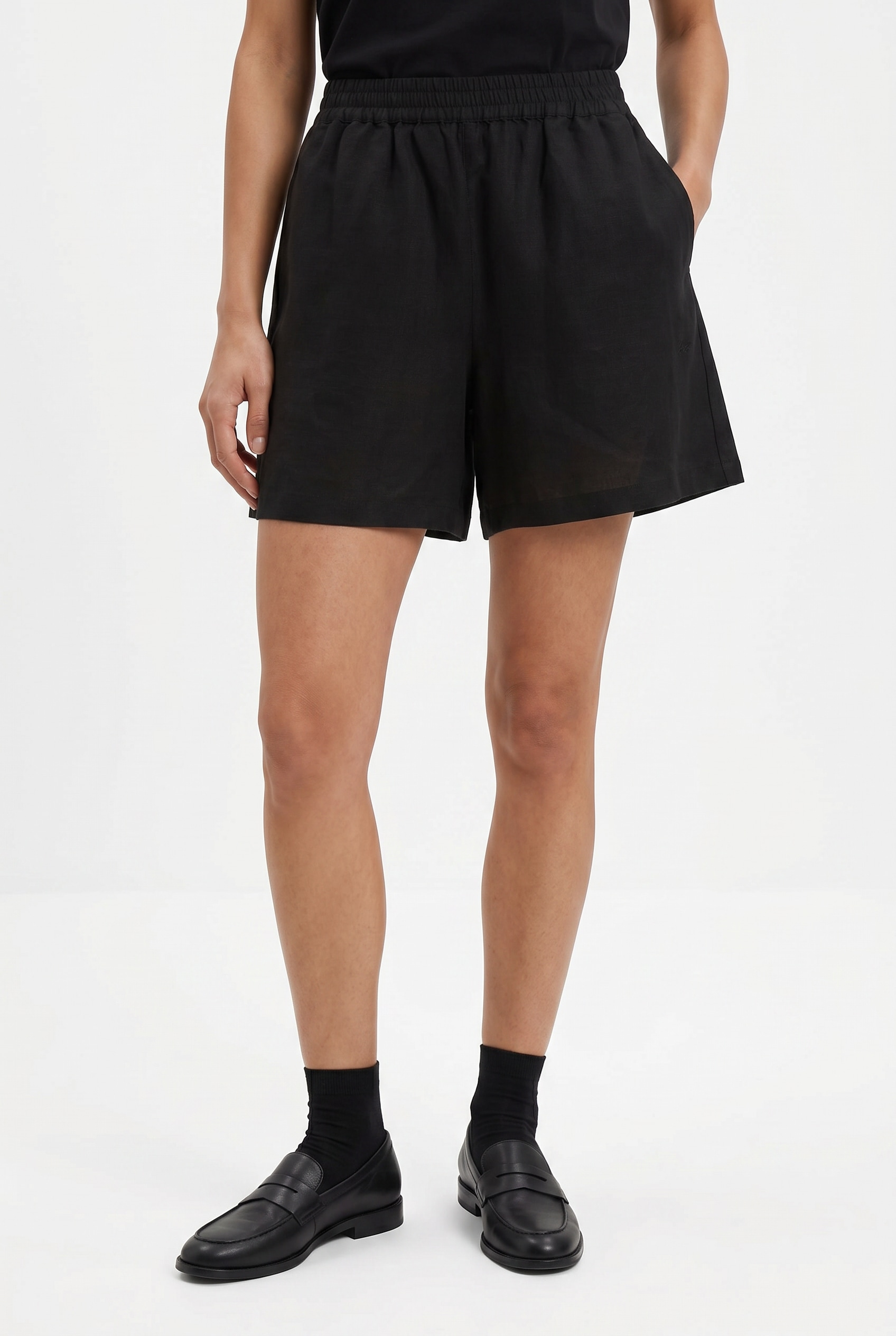 Image of BOSS ORANGE Shorts "Tallan Premium Damenmode" aus einem Leinen-Mix