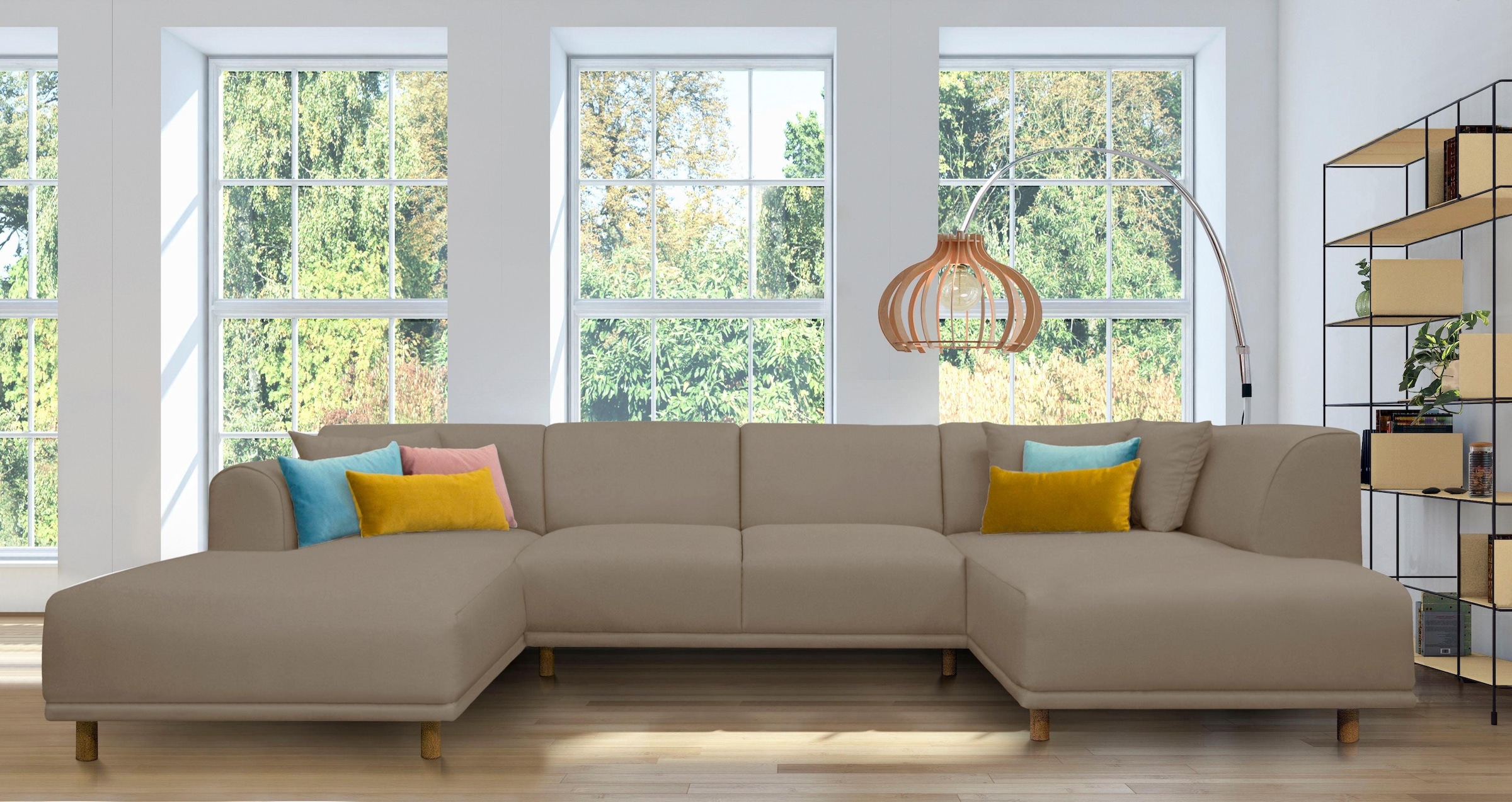 GOODproduct Paysage de salon »Maroon U-Form« in skandinavischem Design, mit losen Kissen