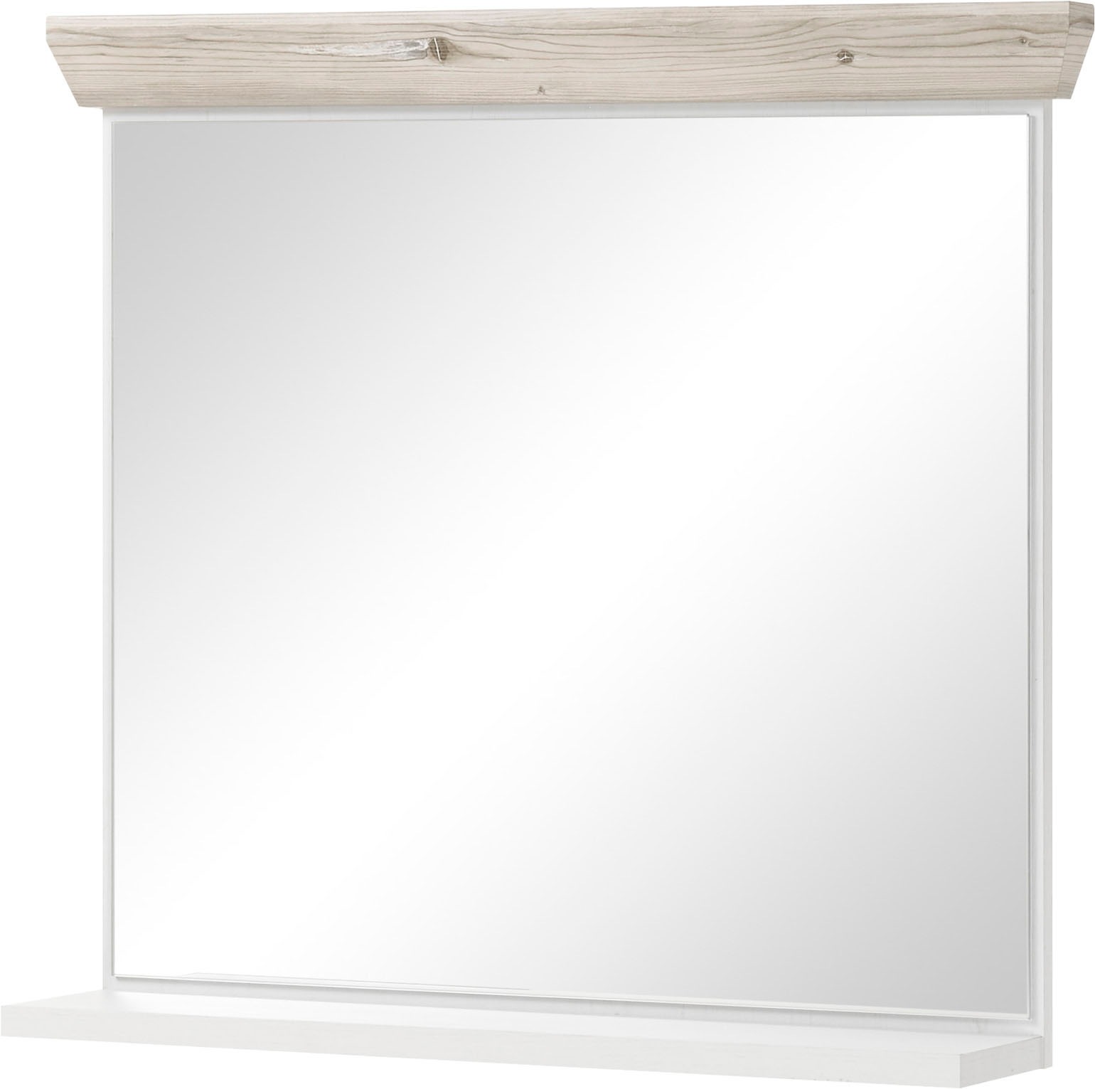 Home affaire Badmöbel-Set »Florenz, Bad im Landhausstil, 4-teiliges Badezimmer«, (4 St.), Hänge-Waschtisch, Schrank, Wandboard und Spiegel, in Pinie Weiss