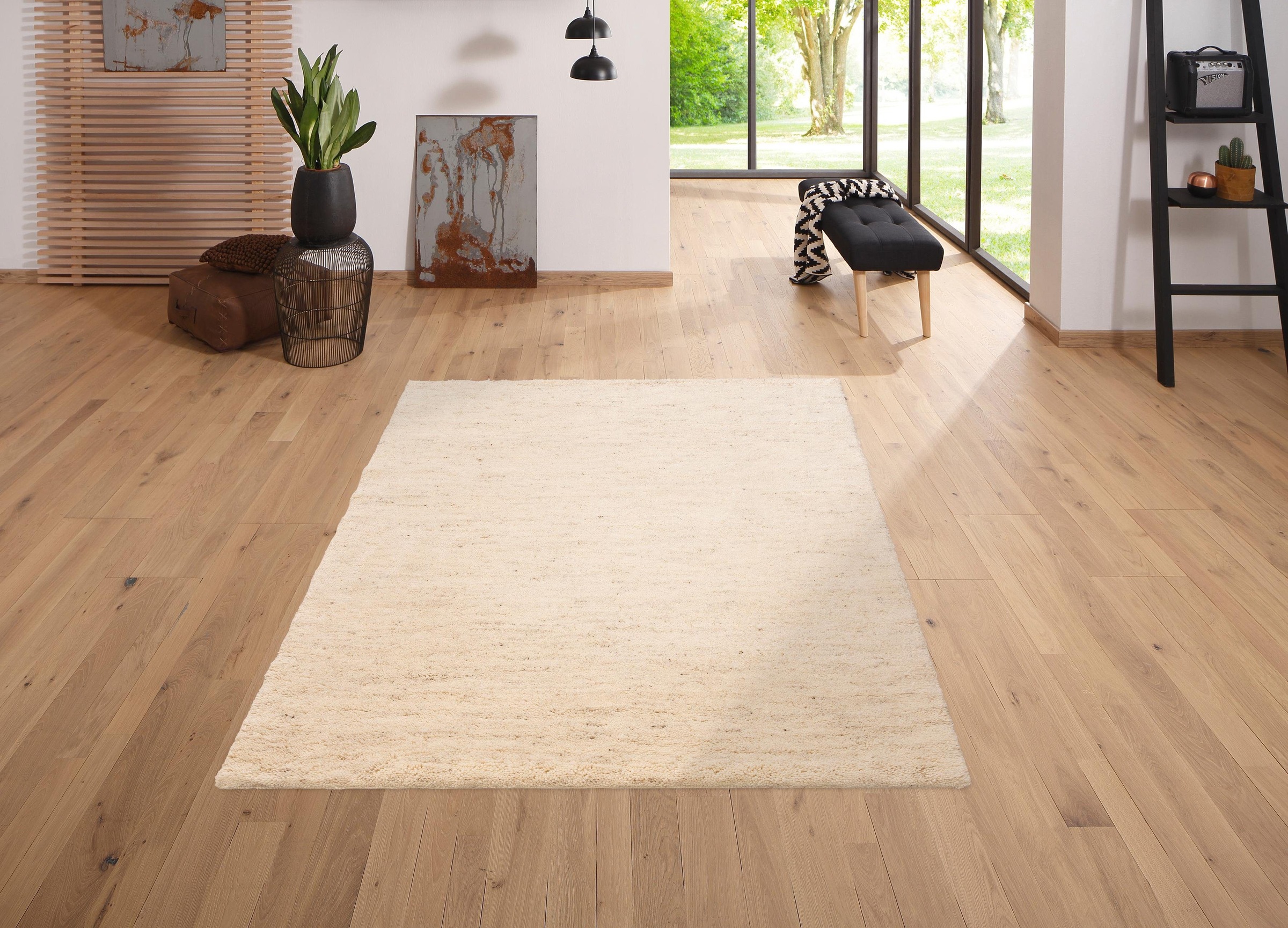 Image of GOODproduct Wollteppich "Mohan" rechteckig 25 mm Höhe echter Berber aus Marokko, reine Wolle, Woll-Shaggy, handgeknüpft