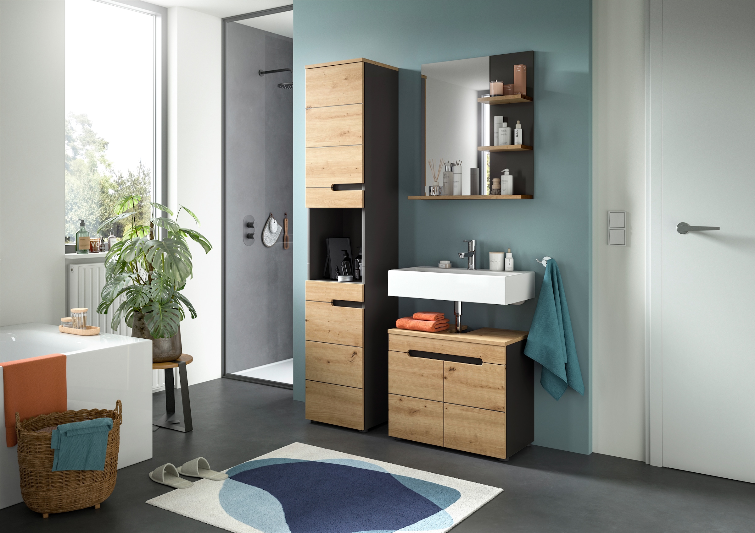 INOSIGN Badmöbel-Set »REHAT, 3-teilig, Breite 116 cm, mit grifflosen Fronten, bestehend aus:« 3 Stk. tlg.