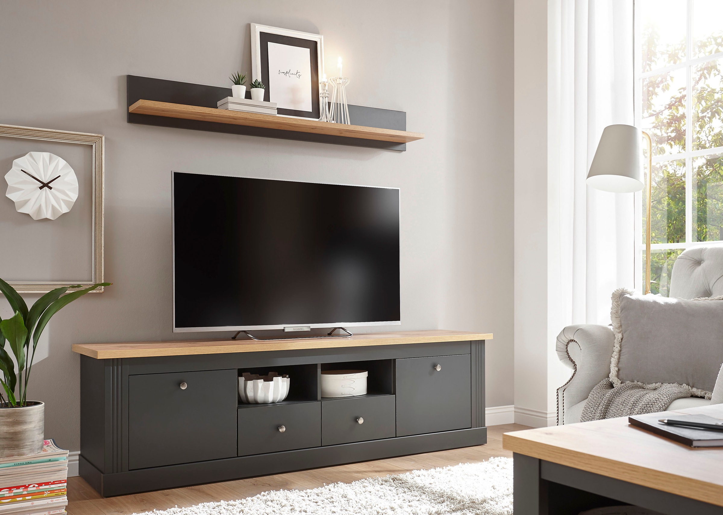 Image of GOODproduct Wohnwand "Westminster" Set, Lowboard und Wandregal, 2 Stk. tlg.