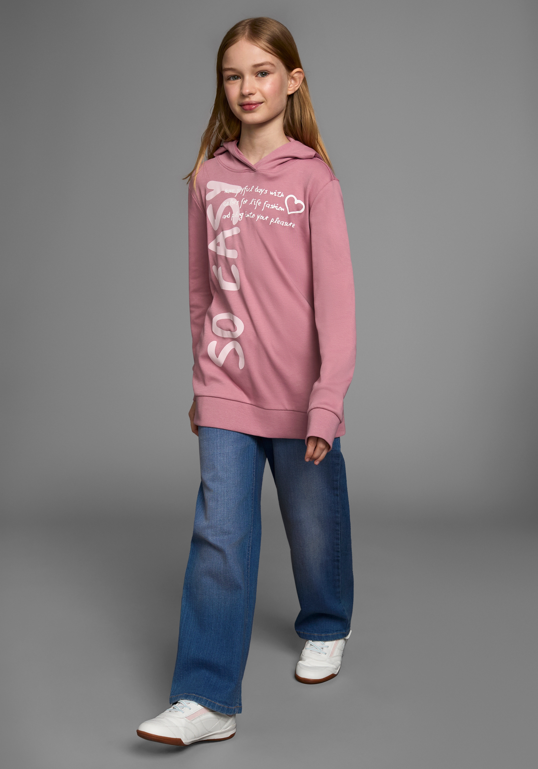 KIDSWORLD Kapuzenshirt »SO EASY - Print«, Langarm, Basic-Passform, mit modischen Drucken