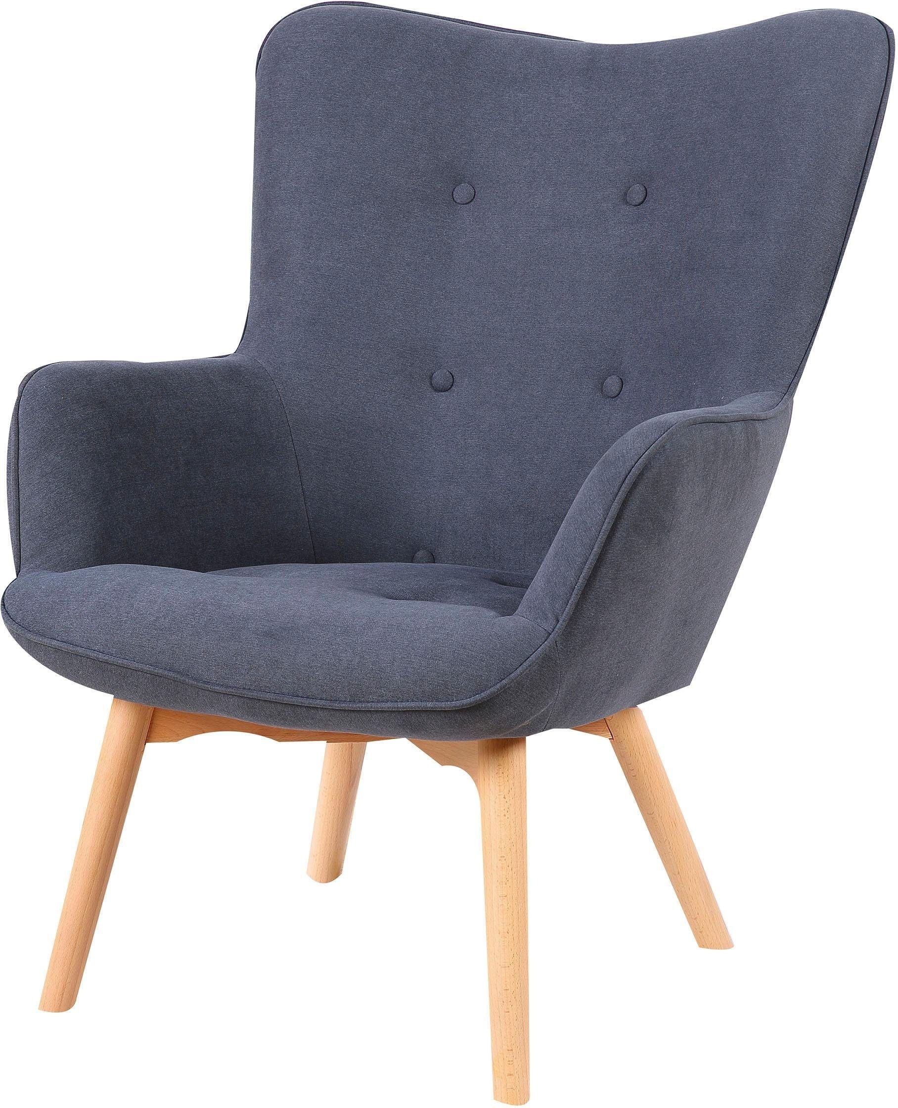 Homexperts Sessel »Aron«, (1 St.), Sessel mit Hocker günstig wahlweise kaufen mit Knopfsteppung