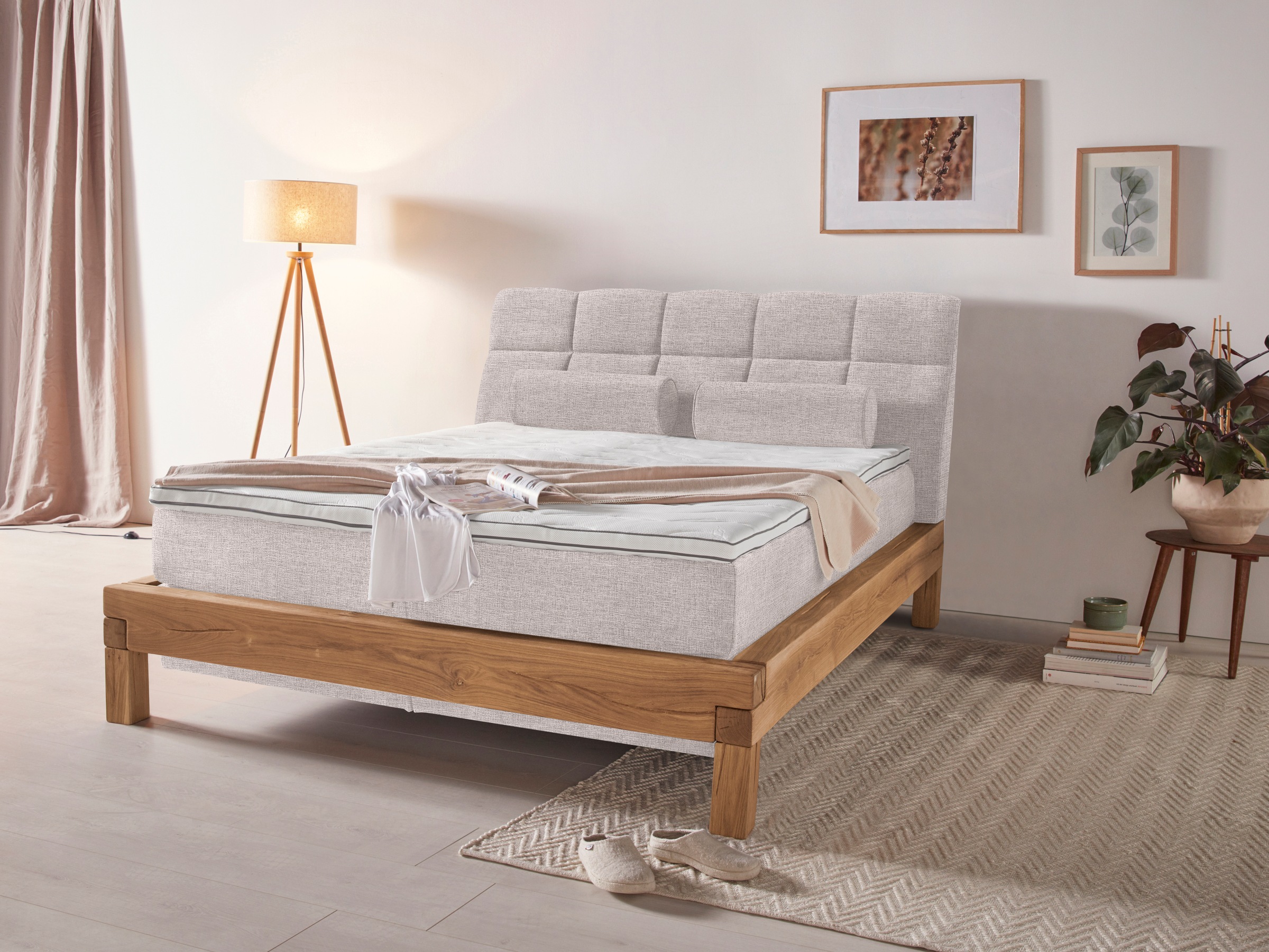 Home affaire Boxspringbett »Villads«, Liegefläche: 160/200 cm aus Balkeneiche, Inside-Boxspring-Unterbau