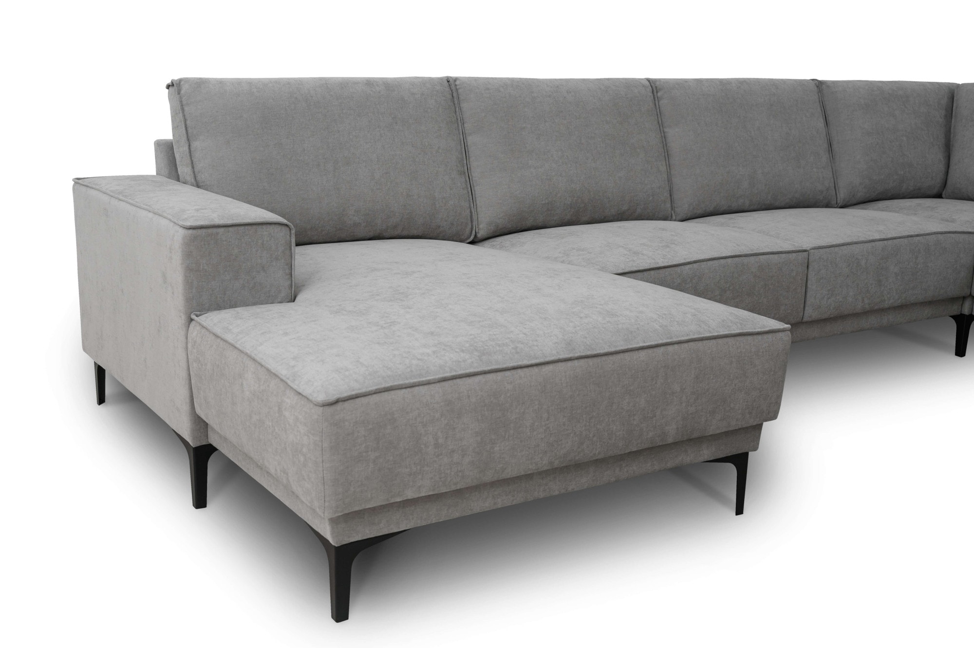 Places of Style Wohnlandschaft »XXL Sofa Oland, Struktur, Flachgewebe, Luxus-Microfaser, Boucle«, U-Form, 342 cm, Wellenunterfederung, Skandi-Design, Metallfüsse