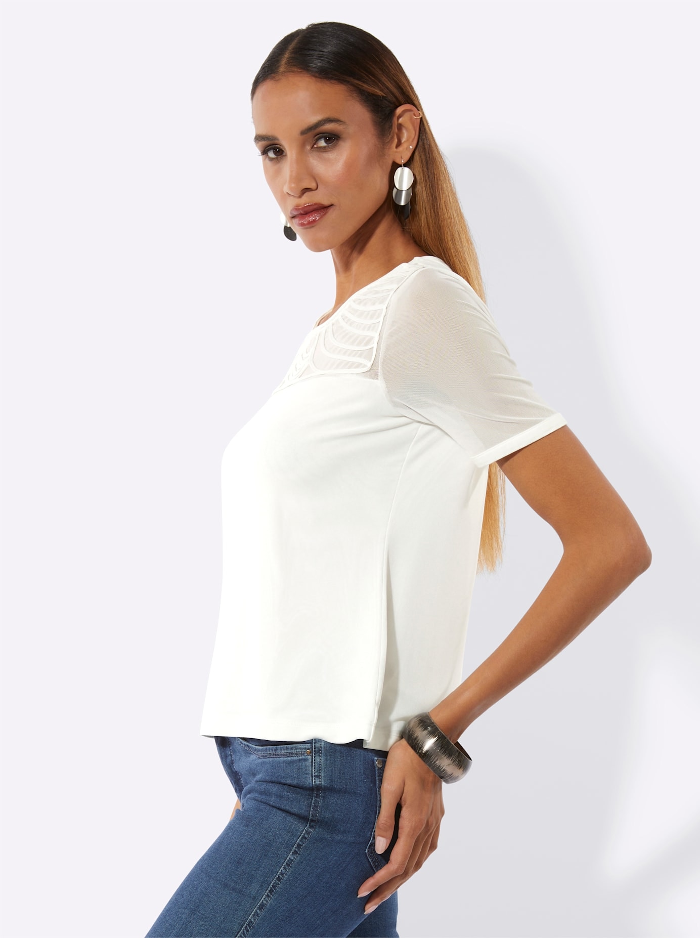 creation L Kurzarmshirt »Mesh-Shirt« 1 tlg.