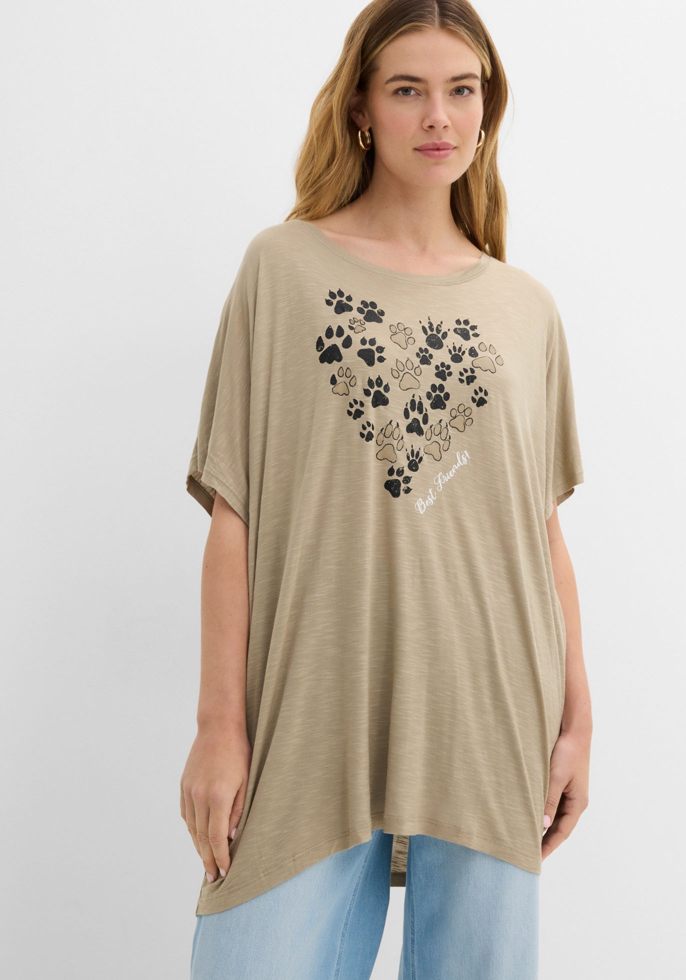 Image of bonprix T-Shirt Oversize-Passform, Kurzarm, mit dekorativem Druck, aus Viskose