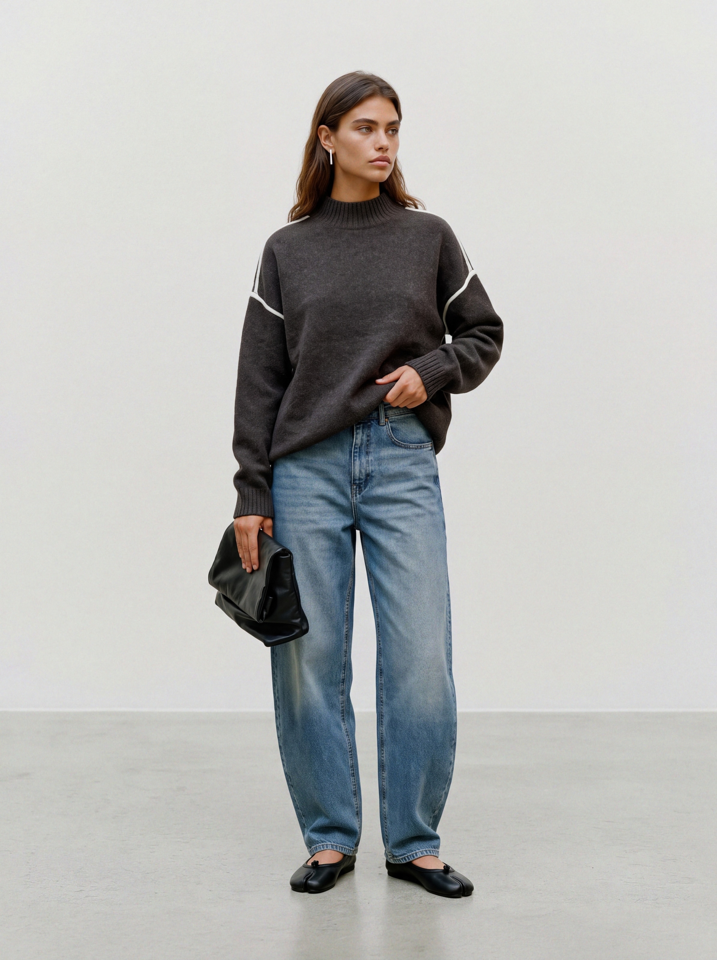 Vero Moda Pull en tricot »VMBOOM LS HIGHNECK PIPING PULLOVER NOOS« mélange de matériaux