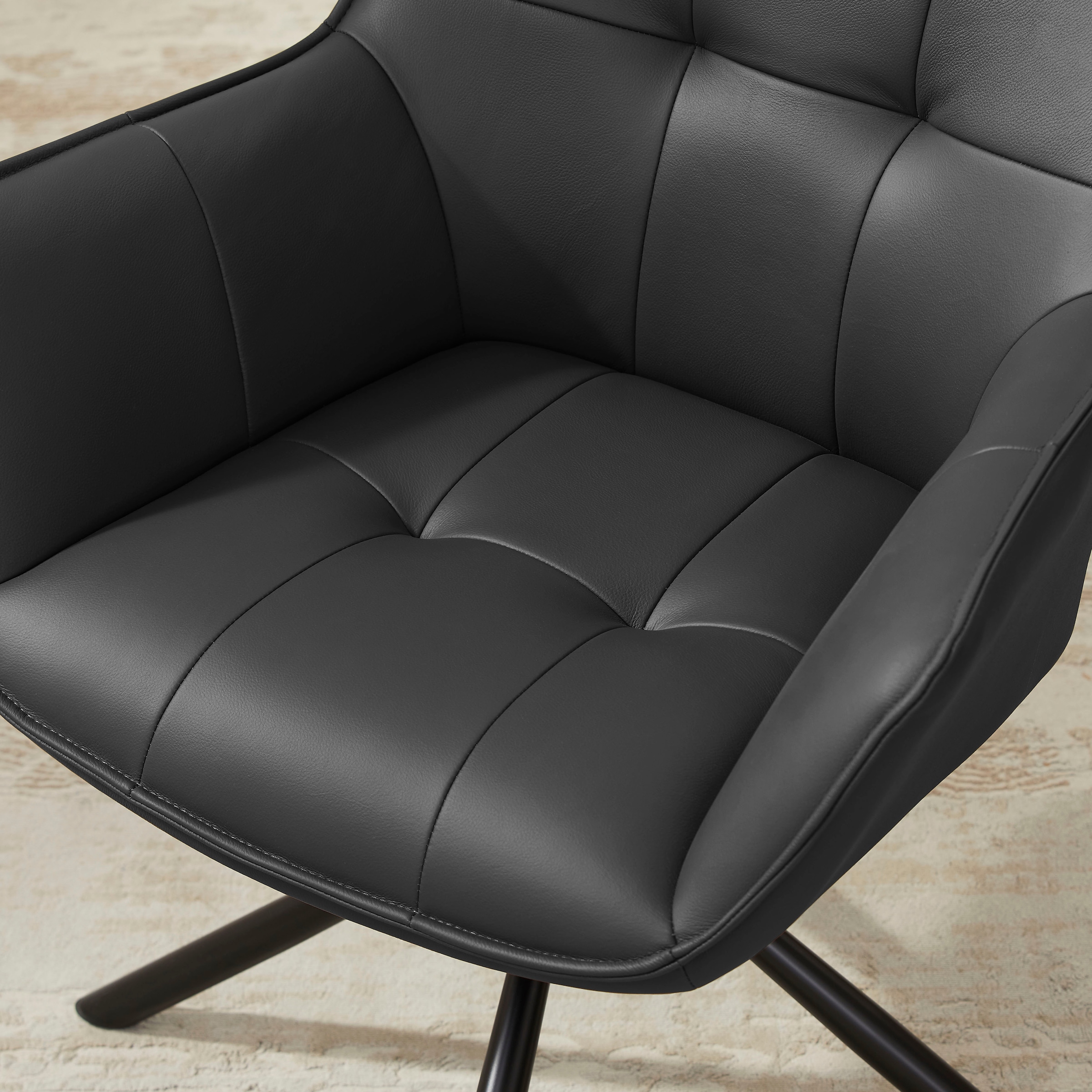 GOODproduct Chaise pivotante »Lika« (Ensemble) 2 cuisechtes Leder, 360° Drehfunktion, Steppnähte, Metallgestell
