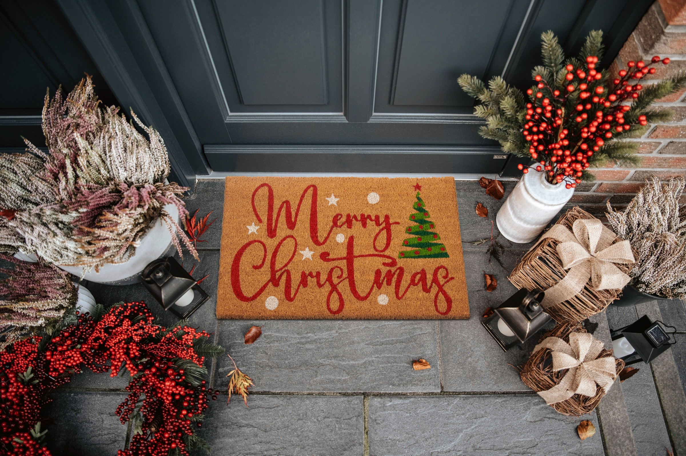 HANSE Home Fussmatte »Kokos Merry Christmas Tree, Türmatte«, rechteckig, 15 mm Höhe, Schmutzfangmatte, Rutschfest, Outdoor, Weihnachten, Kokosmatte, Flur