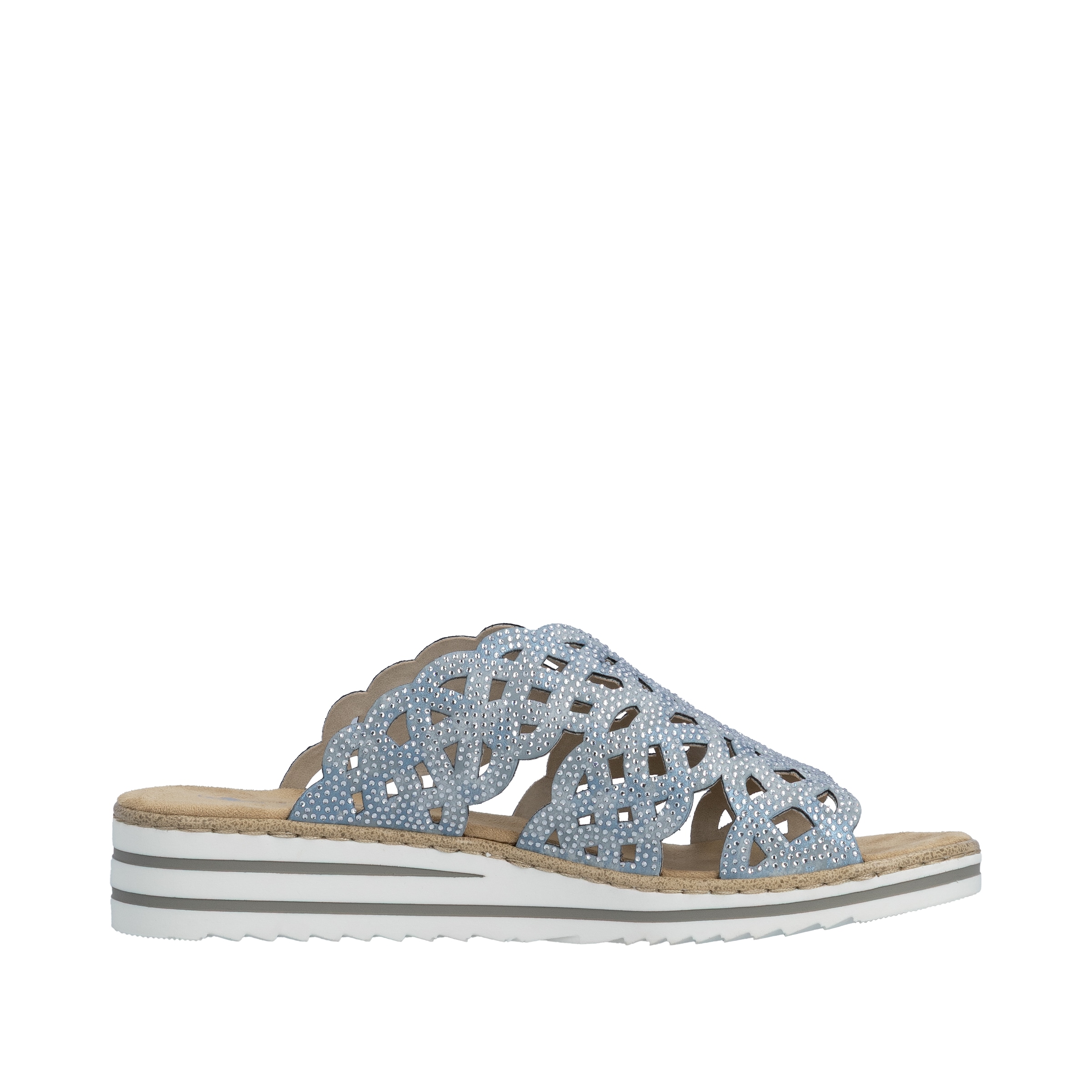 Rieker Pantolette  chaussure d'été, chaussure de plage, chausson, talon compensé, avec strass