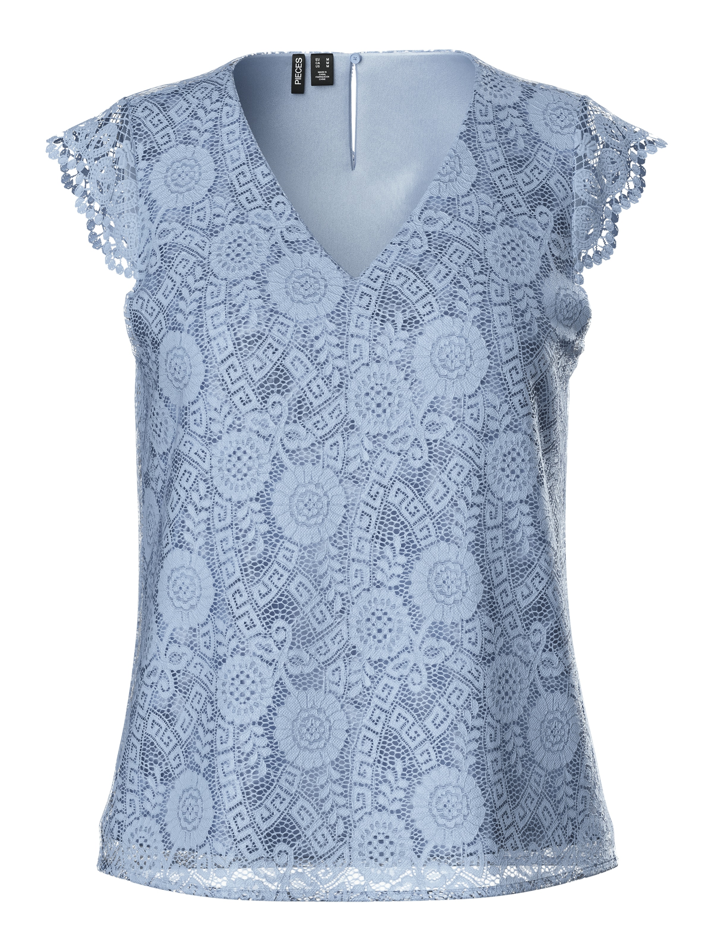 pieces Spitzentop »PCOLLINE SL LACE V-NECK TOP WVN NOOS«