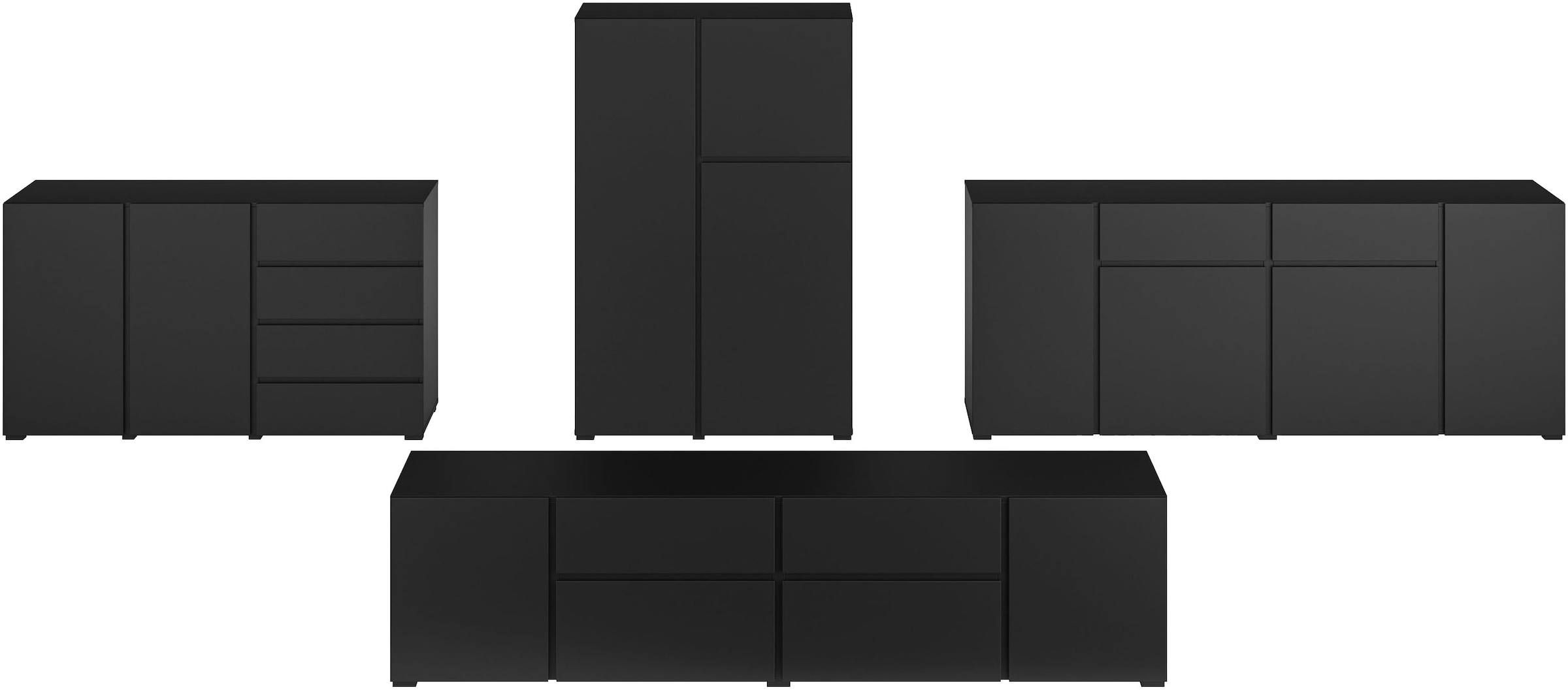 INOSIGN Sideboard »Metric,Breite 195 cm, grifflose Kommode 4 Türen/2 Schubkästen« Schubladenschrank mit viel Stauraum, Einlegeböden verstellbar