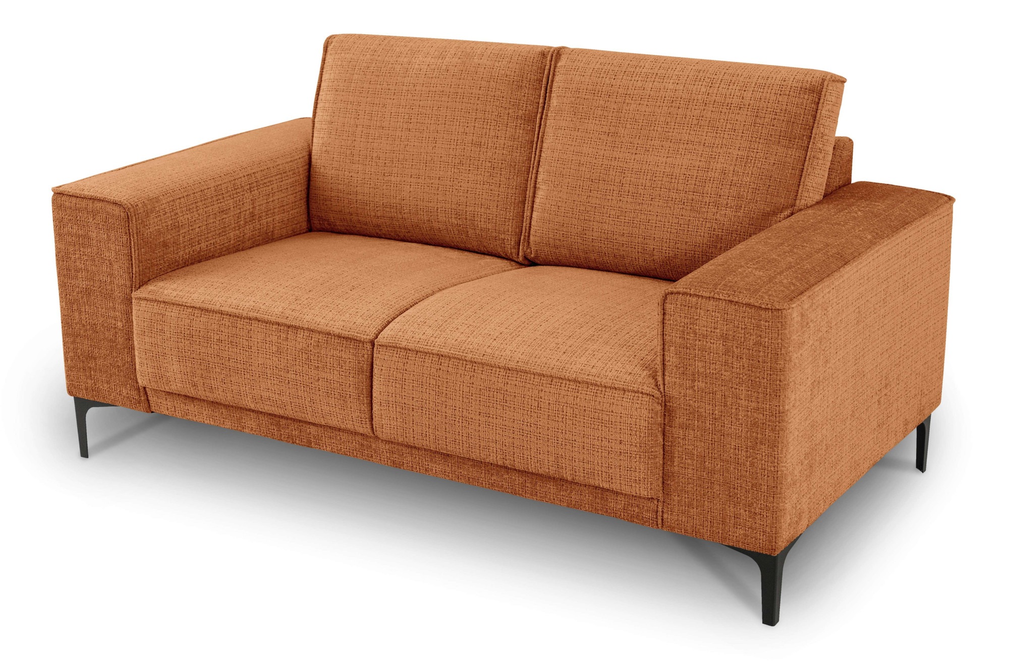 Places of Style 2-Sitzer »Kompaktsofa Oland, Struktur, Flachgewebe, Luxus-Microfaser, Boucle«, 164 cm, Wellenunterfederung, Skandi-Design, Metallfüsse