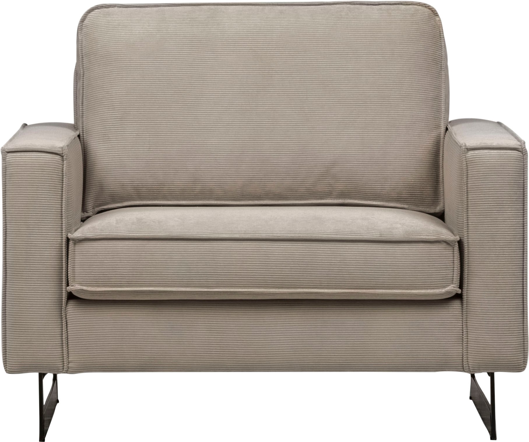 Places of Style Loveseat »Pinto 105 cm, Cord, Chenille, Lederoptik«, mit Keder, Metallfüssen und auch in Cord Bezug erhältlich