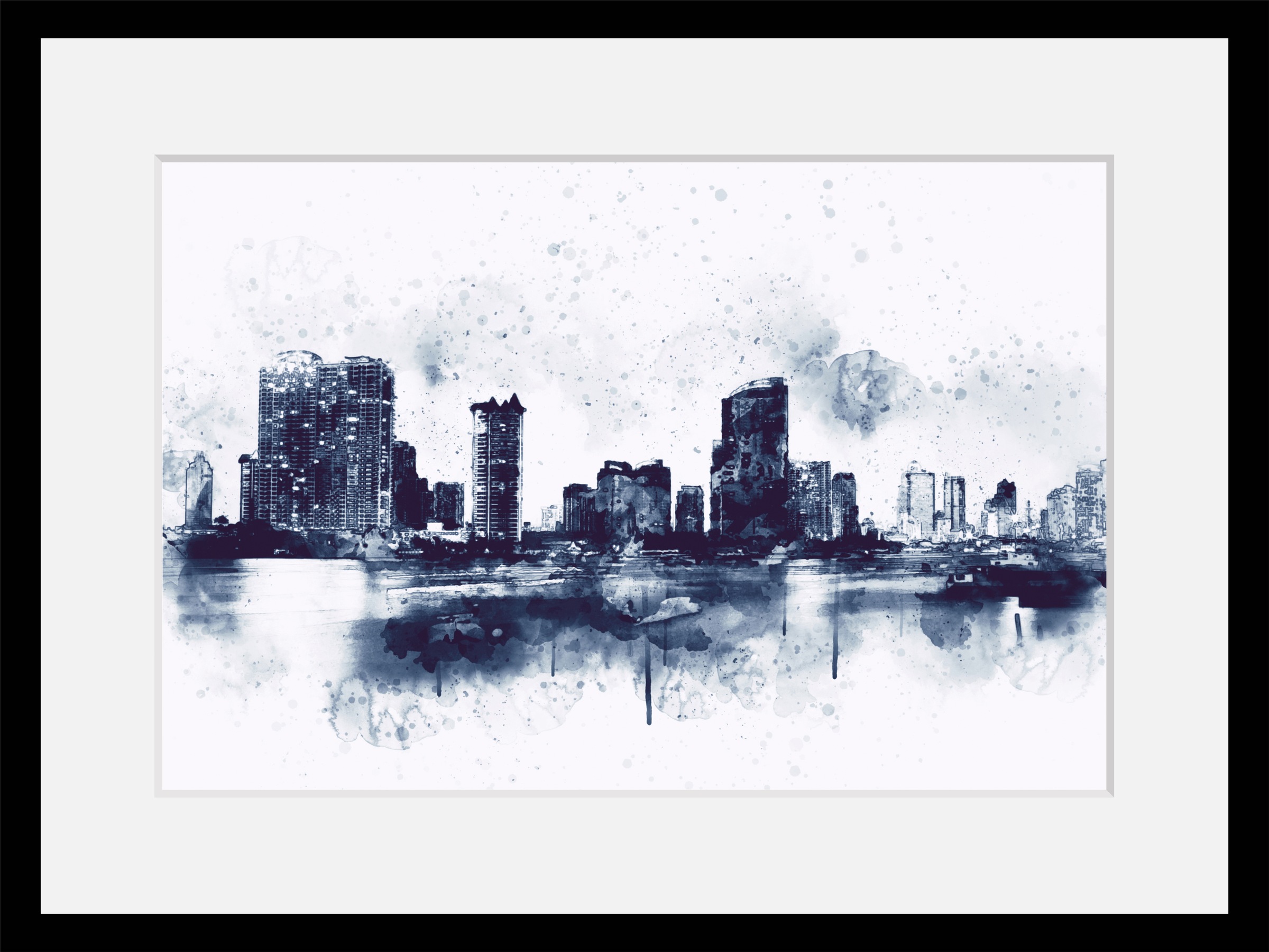 Image of queence Bild "Mareike" Gebäude Himmel Kunst Stadt Städte HD Premium Poster-Druck inkl. Holzrahmen