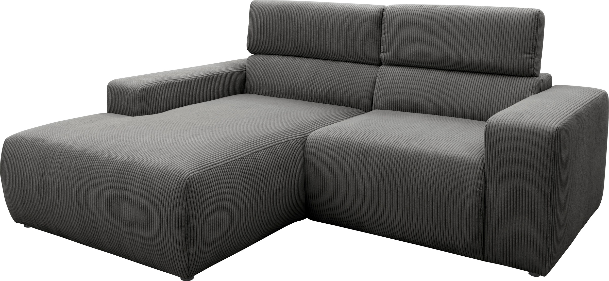 DOMO collection Ecksofa »Brandon B/T: 214/100 cm, belastbar bis 140kg/ Sitz, L-Form«, Cord, grau