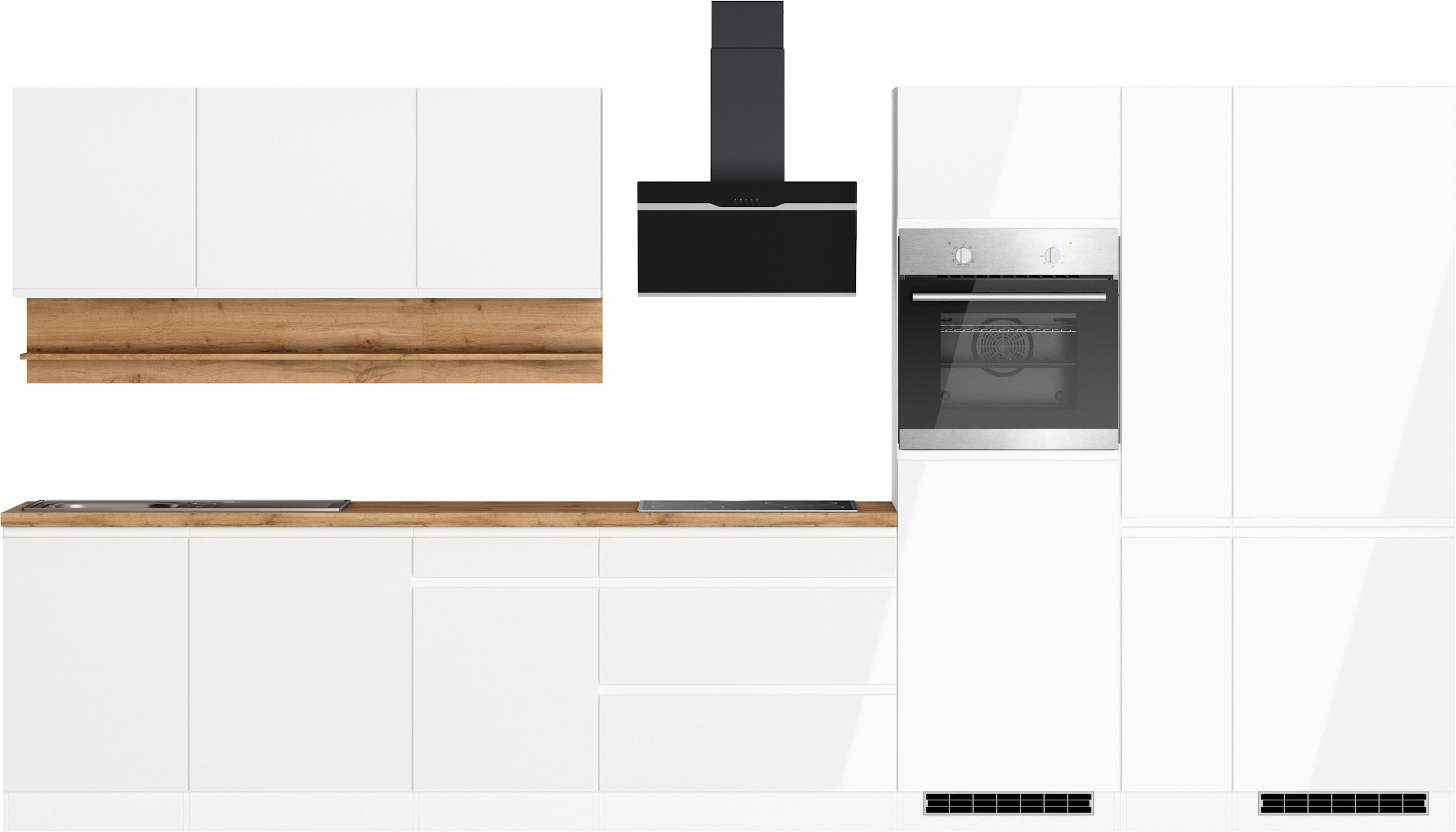 KOCHSTATION Kitchenette »KS-Virginia,neu in verbesserter Ausführung« largeur 390 cm, soft-close, sans appareils électriques