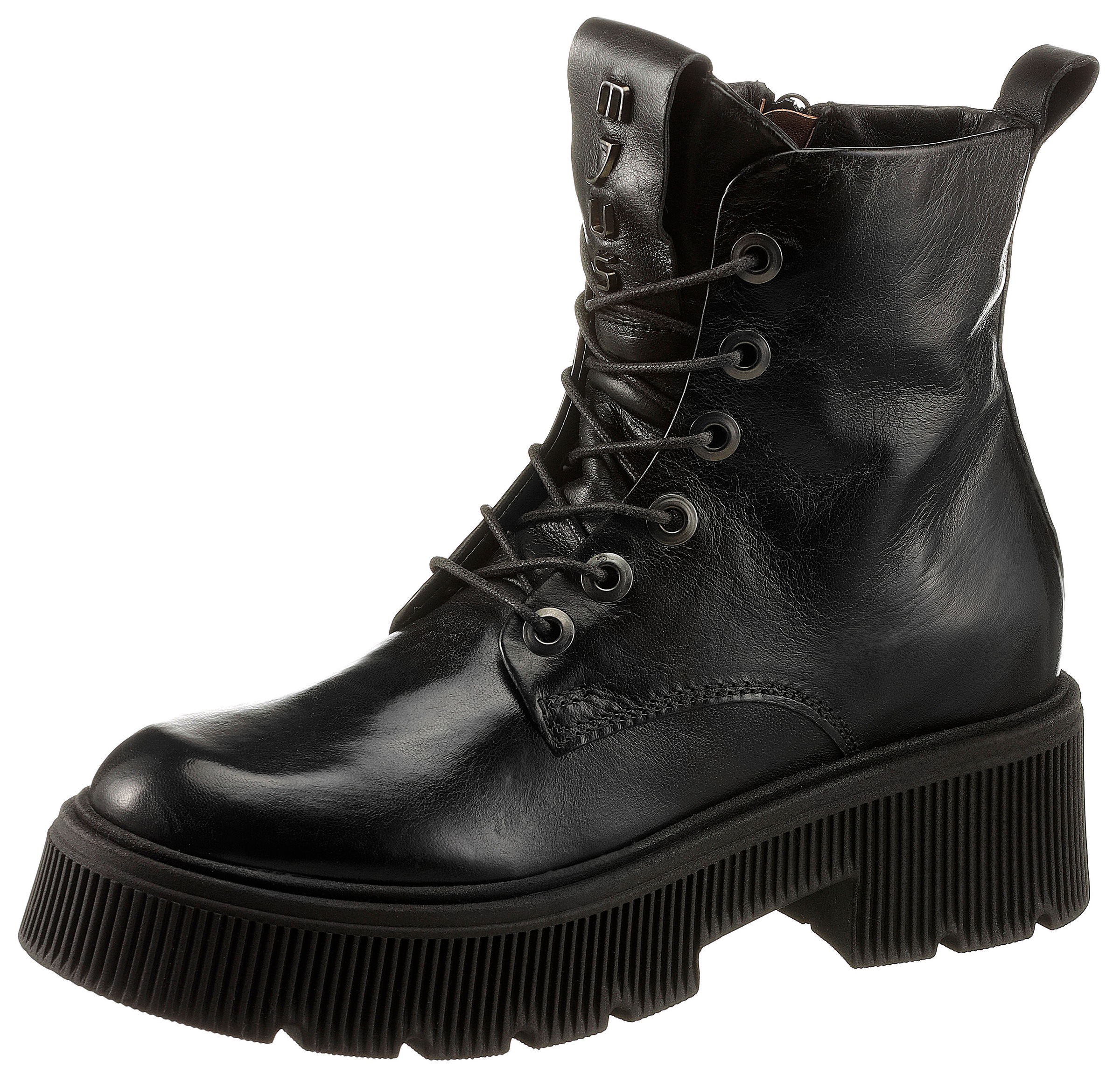 Image of Mjus Schnürstiefelette »BOMBASTIC«, mit metallfarbenem Logoschriftzug bei Ackermann Versand Schweiz