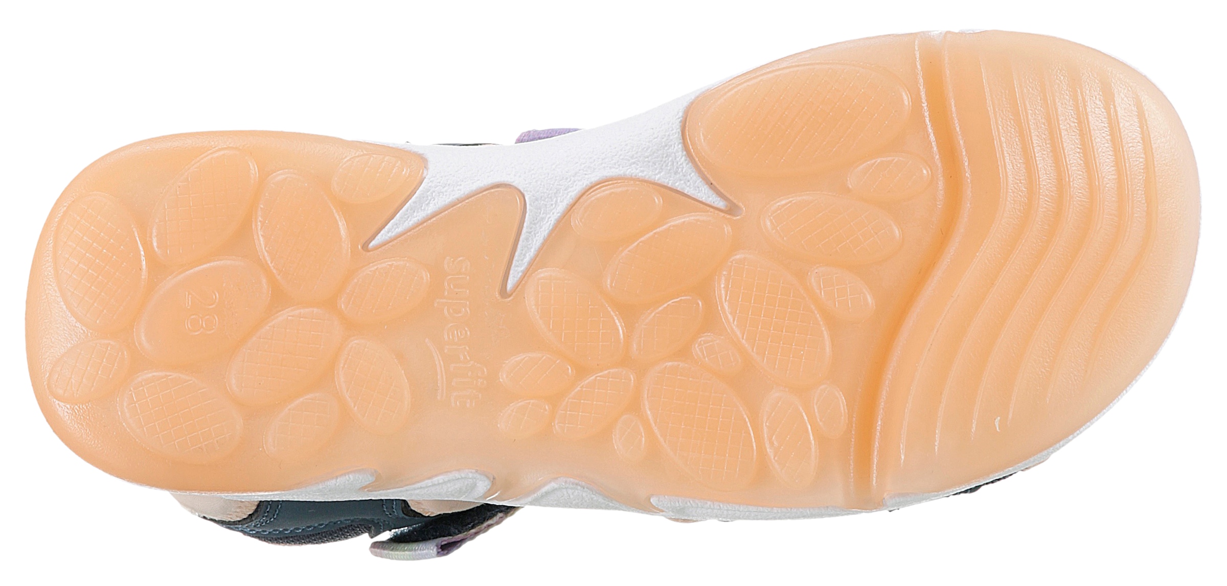Superfit Sandale »PEBBLES WMS: mittel«, Sandalette mit süssem Glitzerverschluss, Grössenschablone zum Download