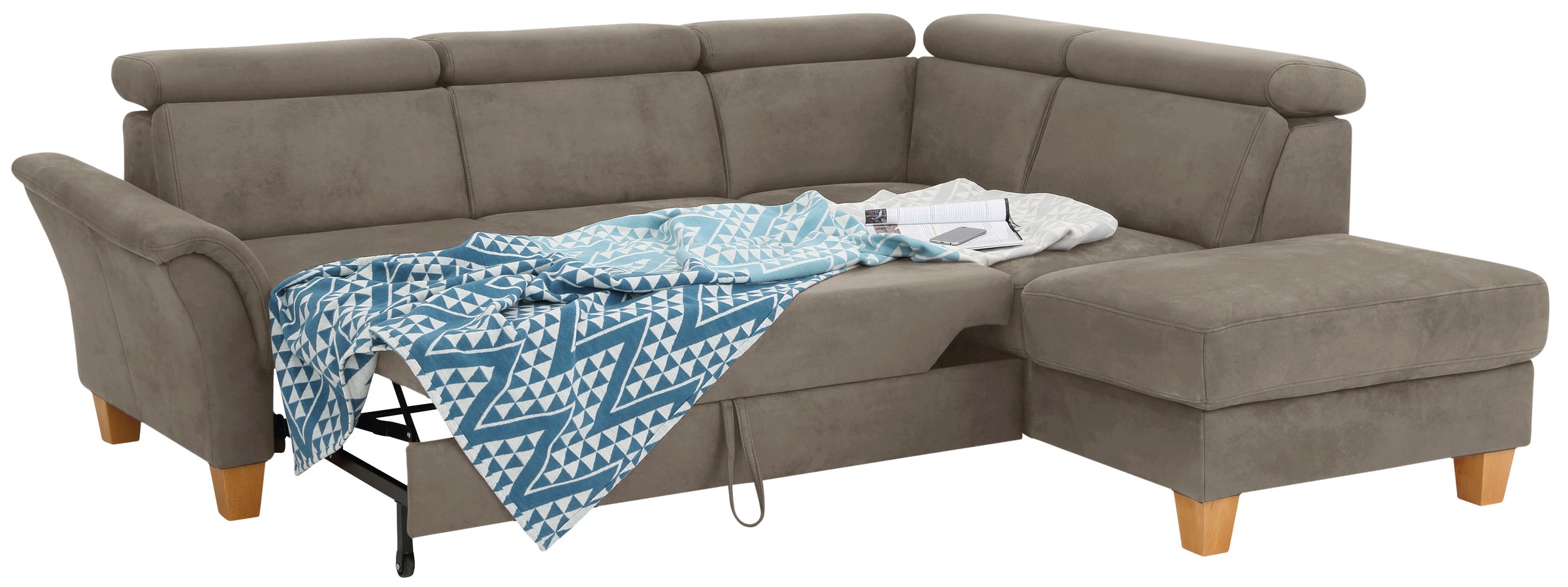 Home affaire Ecksofa »Conville L-Form«, Federkern, wahlweise mit Bettfunktion und Bettkasten bzw. Stauraum