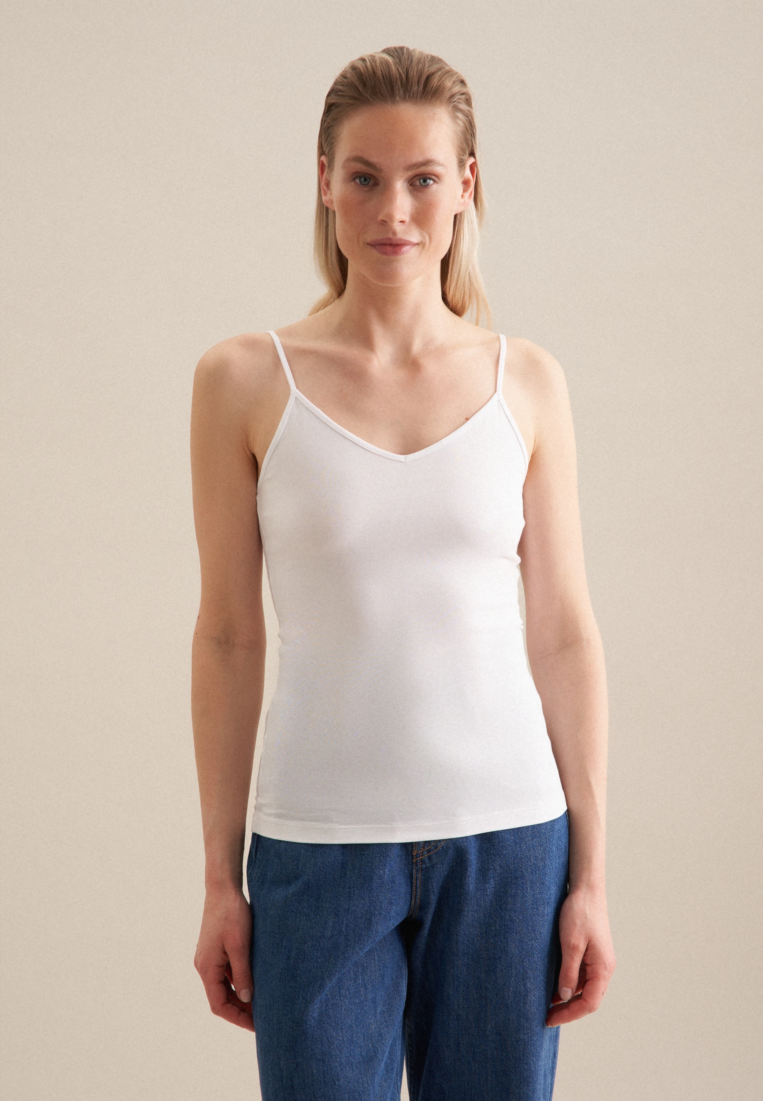 Image of seidensticker Shirttop "Schwarze Rose" Ohne Arm V-Neck Uni