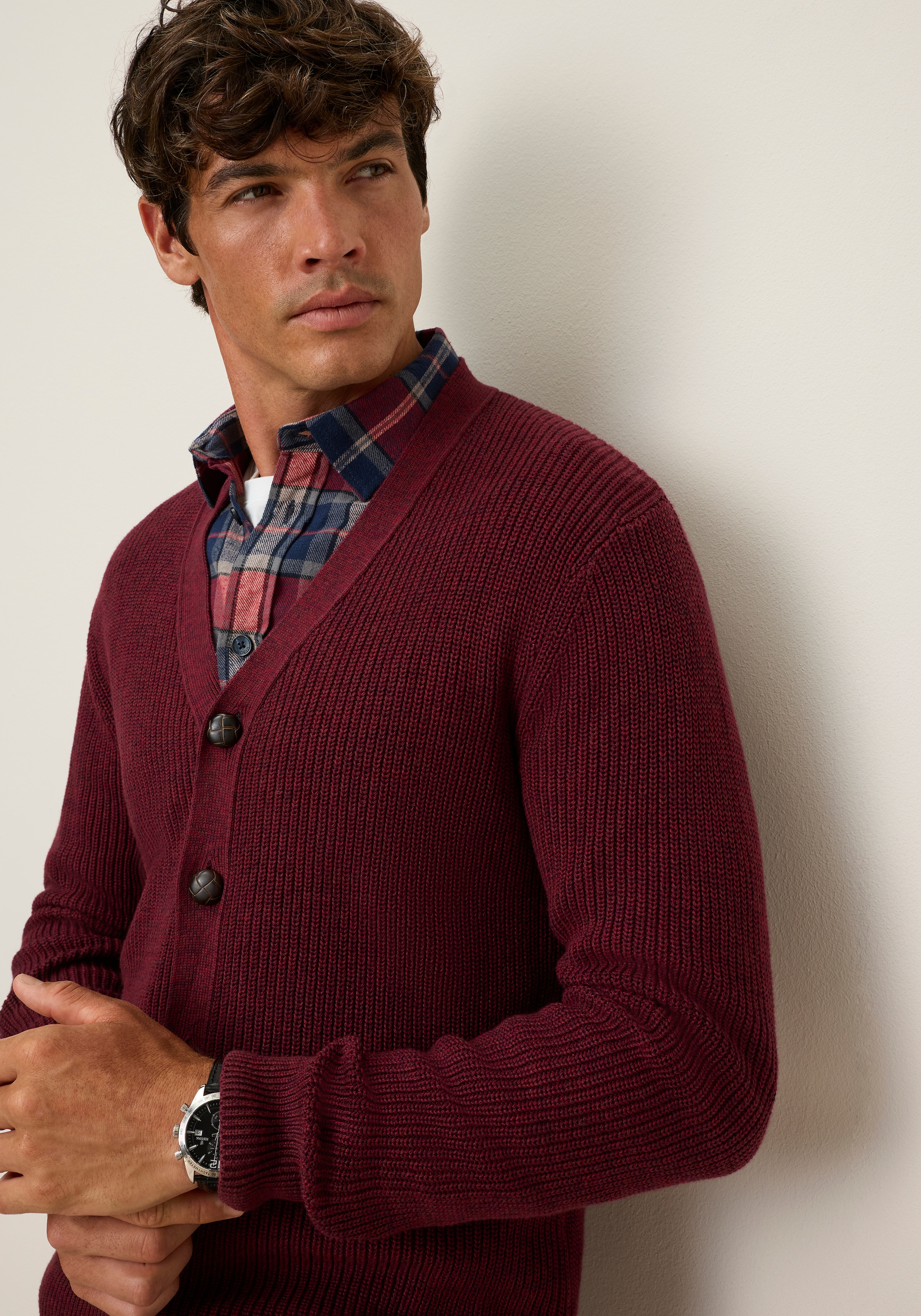 Image of Mans World Strickjacke "Neue Kollektion Highlight Rippenqualität" Regular fit, mit melierter Optik, mit Knopfleiste, Langarm