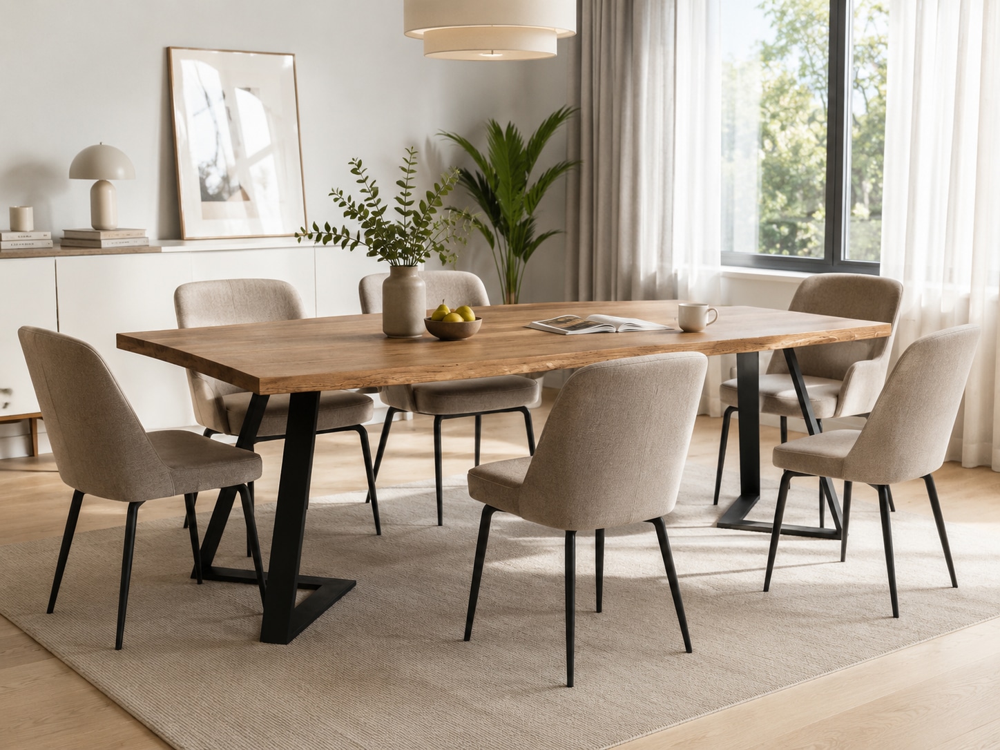 GOODproduct Esstisch »»MALMO« Speisetisch, Küchentisch, Wohntisch, Esszimmertisch« Wildeiche geölt Natur/Smoke, Gerade Kante, schwarzes Metallgestell