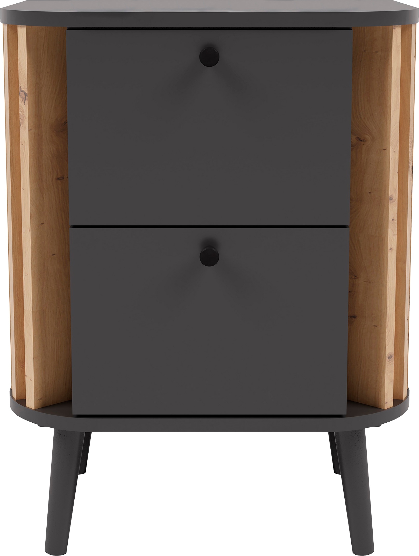 INOSIGN Commode »Stavanger, Höhe 60 cm, Paneel-Stäbchen-Optik, 2 Schubkästen« 1 cuis tlg. Nachtkonsole, Nachttisch, Nako, Kommode