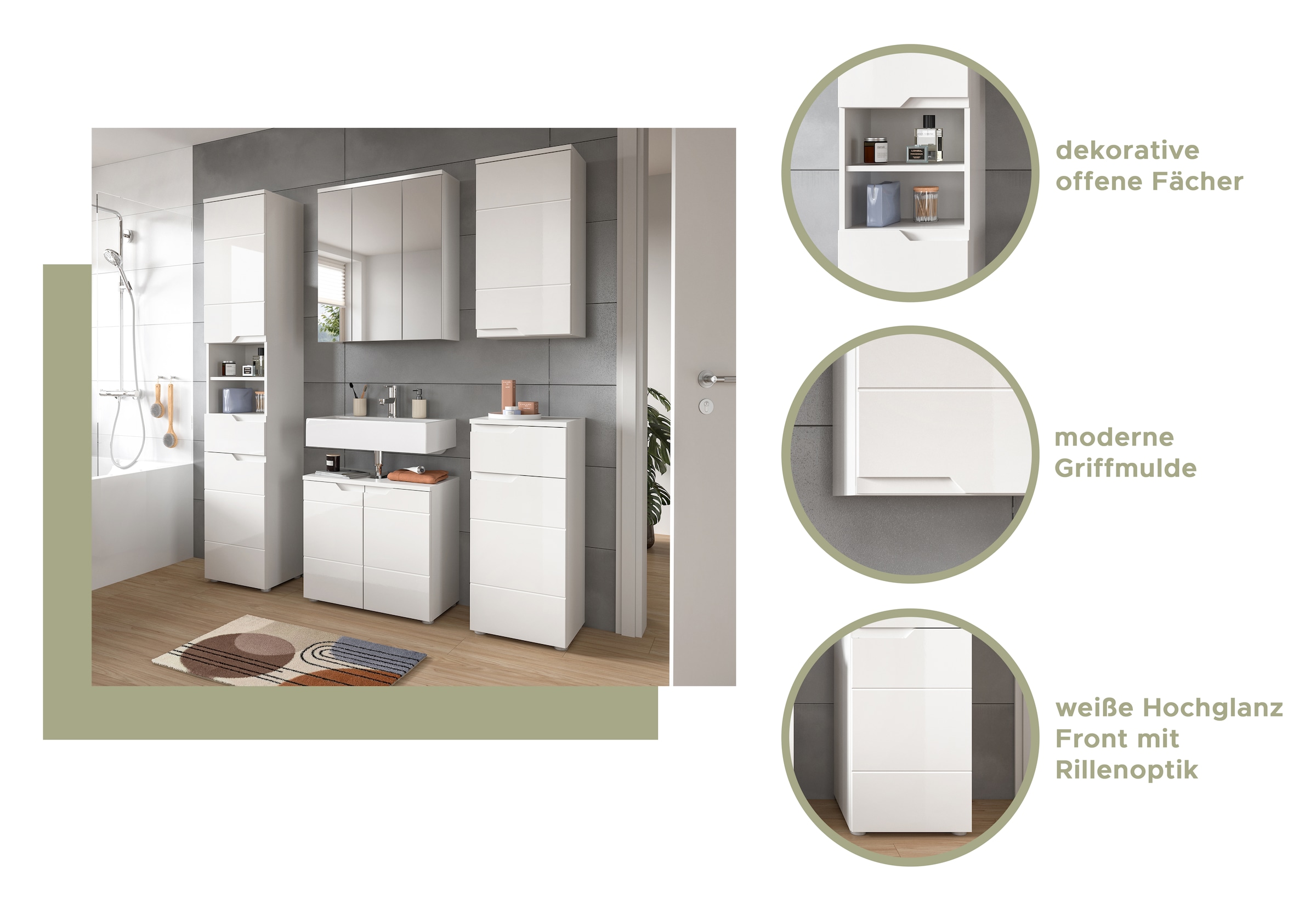 INOSIGN Unterschrank »CAPRI, Höhe 87 cm, 1 Schubkasten, 1 Tür mit Softclose-Funktion« Standschrank, Badschrank, Kommode, Badkommode, Anrichte, Midischrank