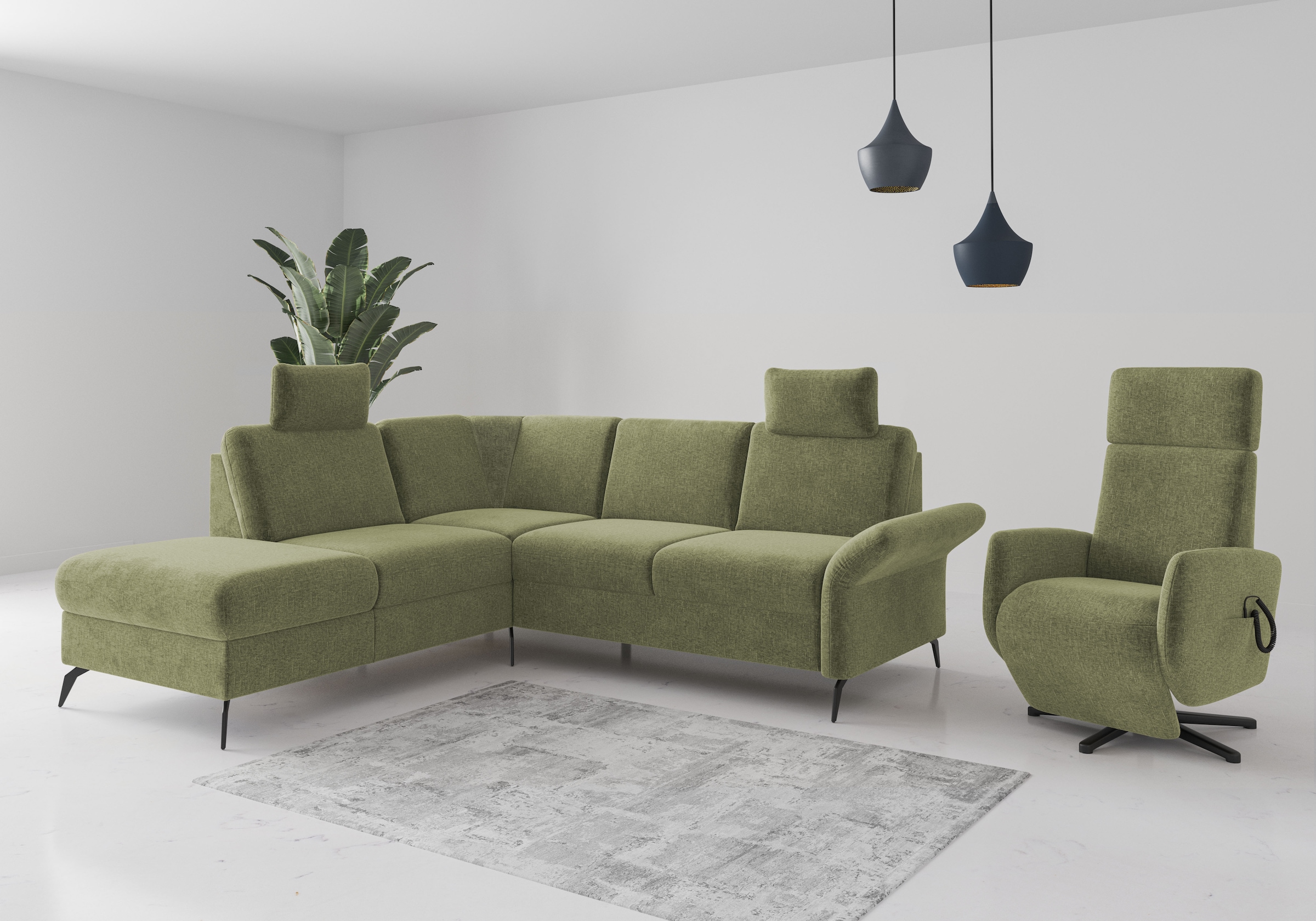 Home affaire Ecksofa »Rochelle«, optional: Armteilverstellung, klappbar, Bettkasen