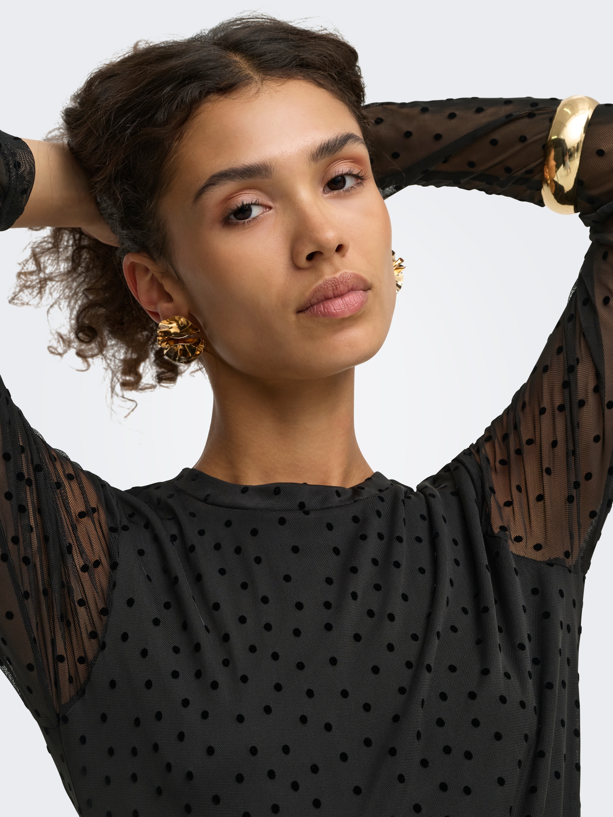 ONLY Shirtbluse »ONLNOVA L/S MESH TOP WVN« Kunstfaser, regular fit