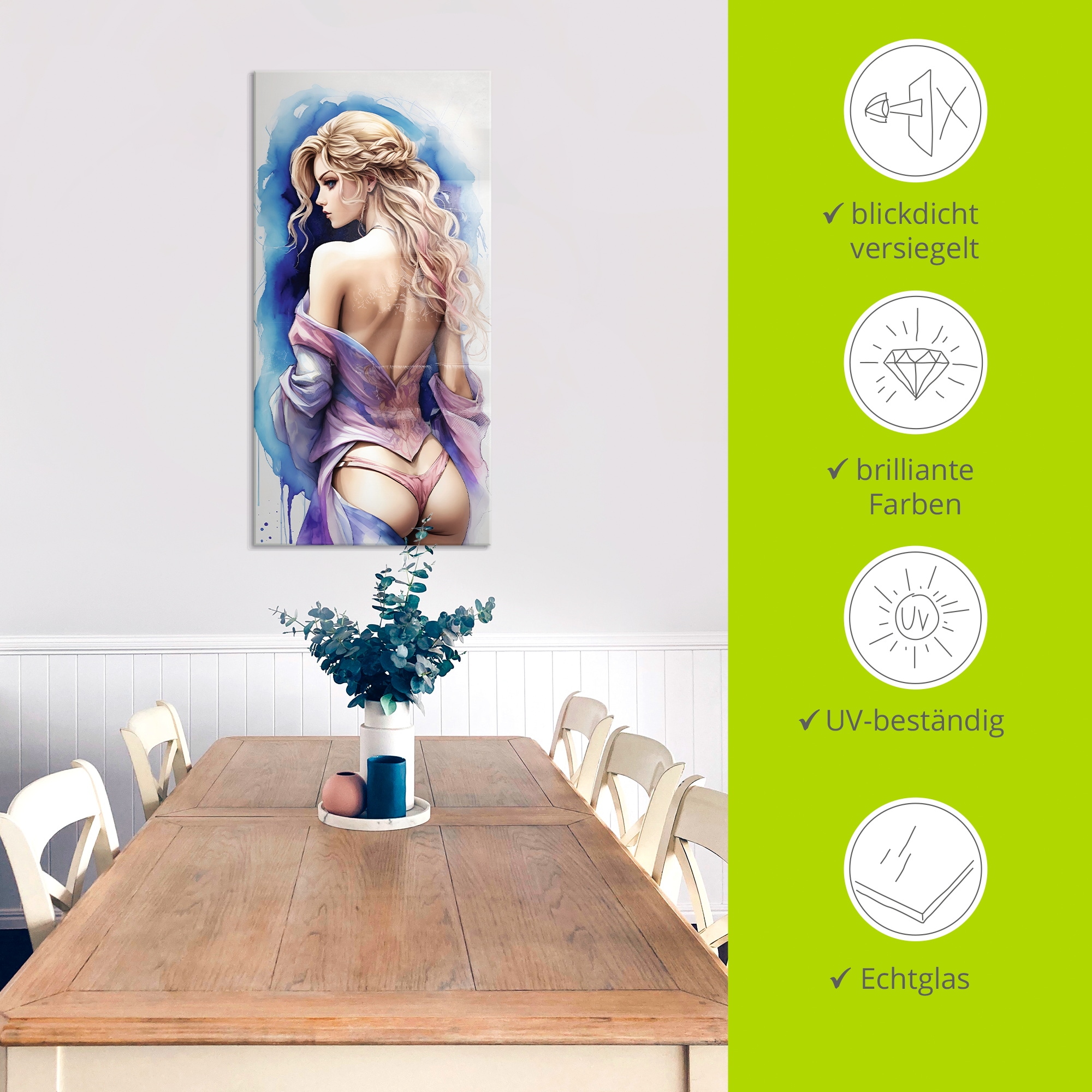 Artland Glasbild »Die Schönheit einer Frau VI« Erotische Bilder 1 Stk. tlg. in verschiedenen Grössen